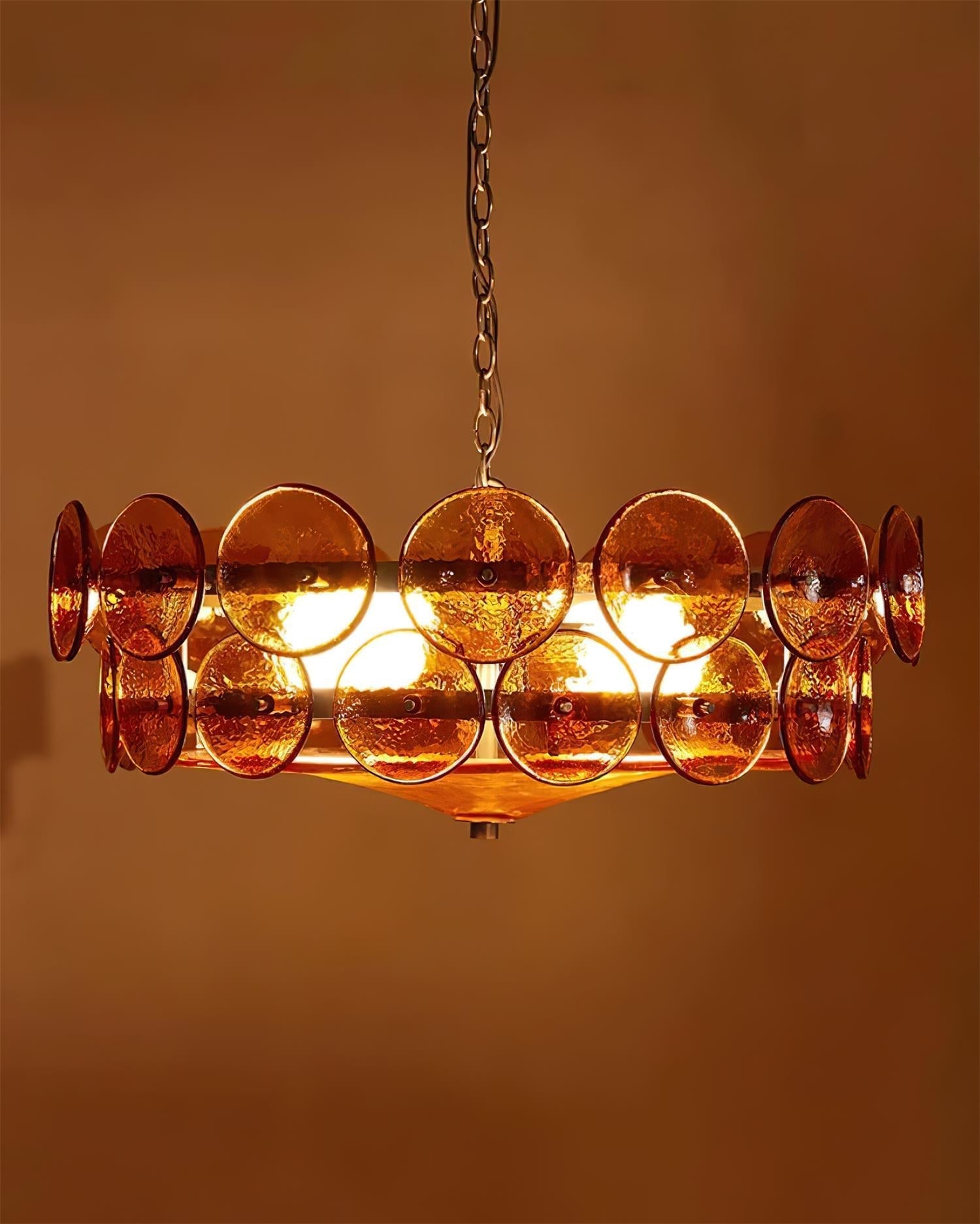 Ventilo Amber Glass Chandelier - Lamp Copper