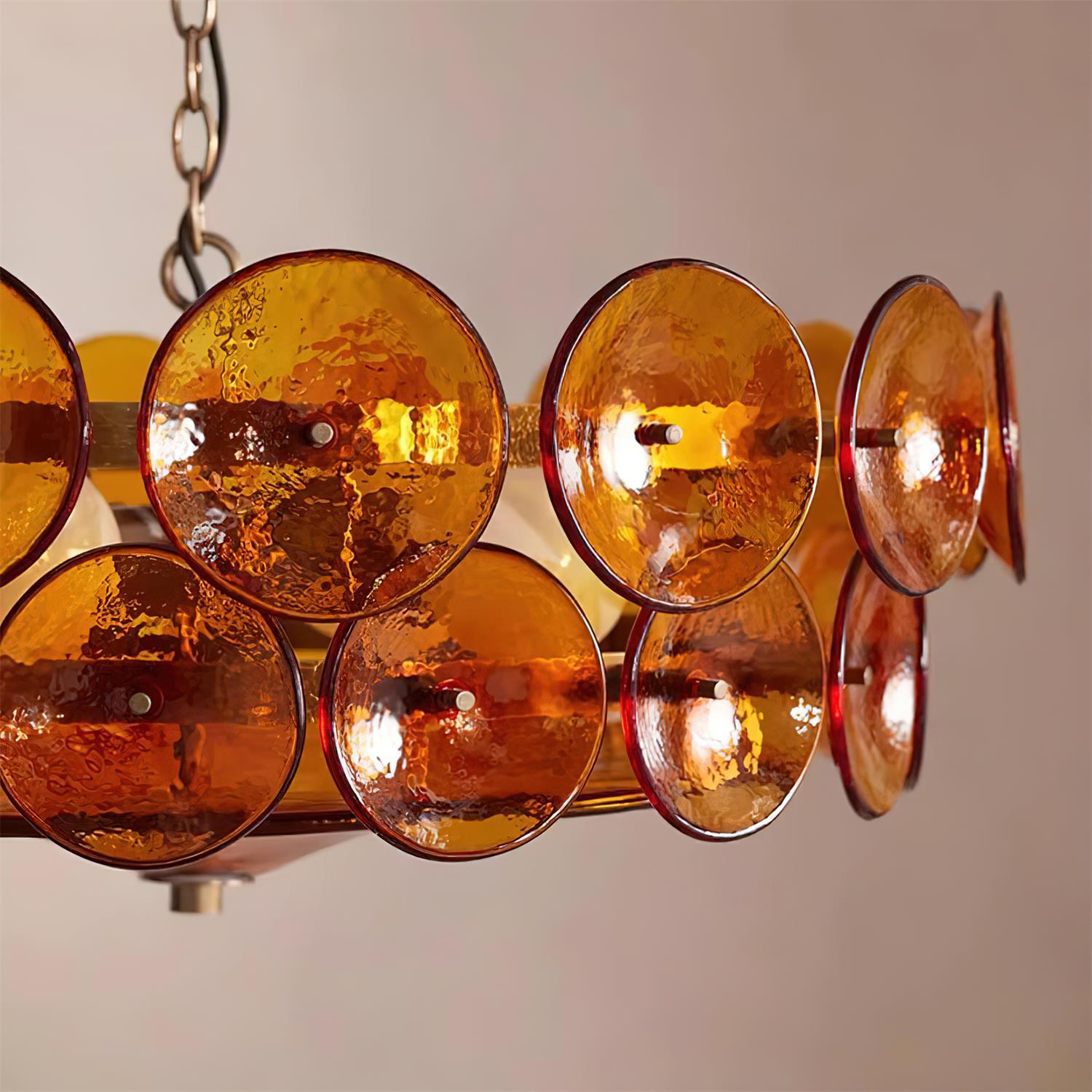 Ventilo Amber Glass Chandelier - Lamp Copper