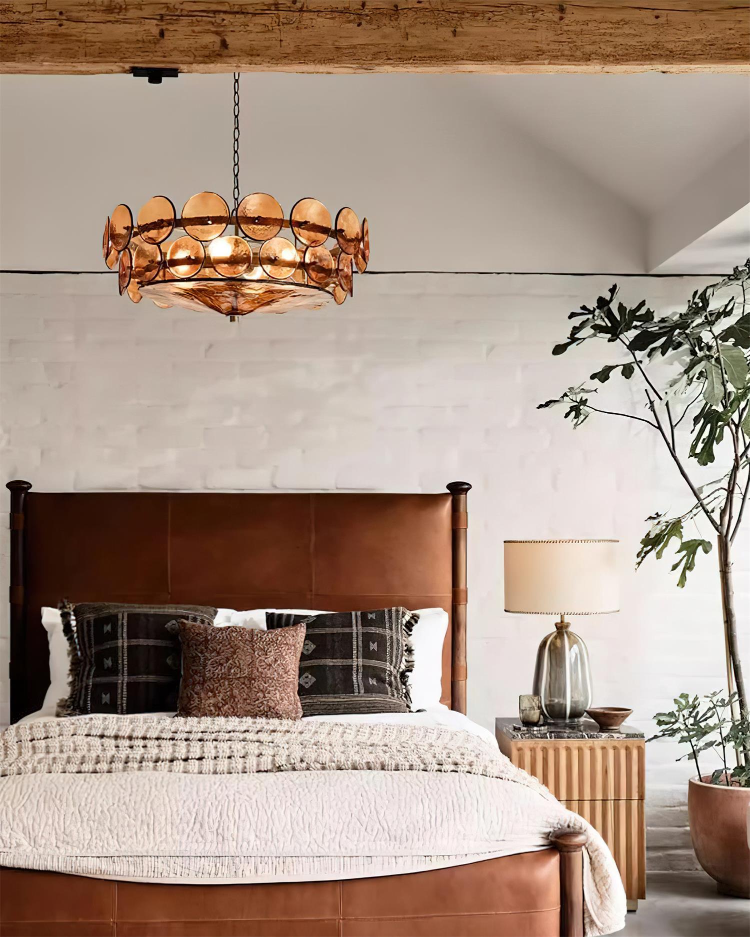 Ventilo Amber Glass Chandelier - Lamp Copper