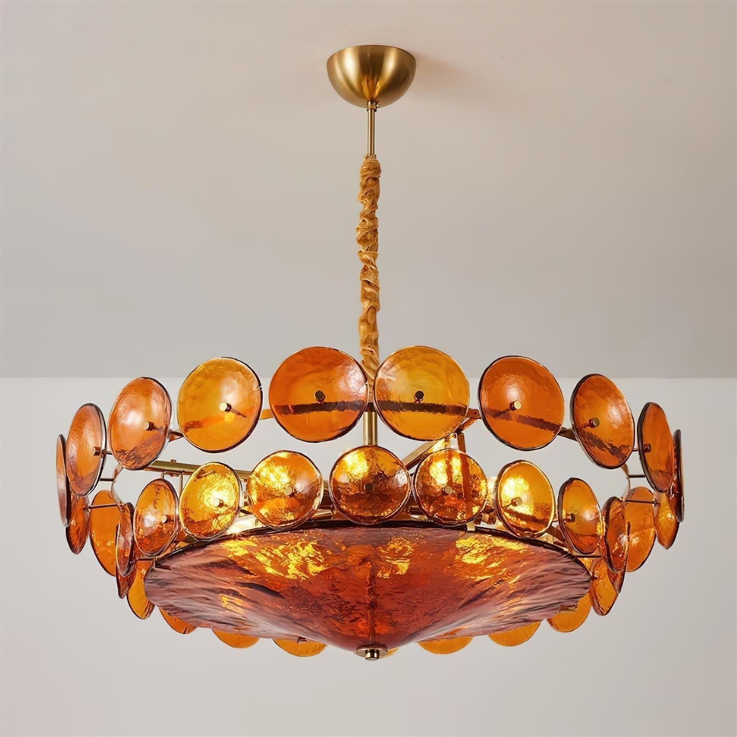 Ventilo Amber Glass Chandelier - Lamp Copper