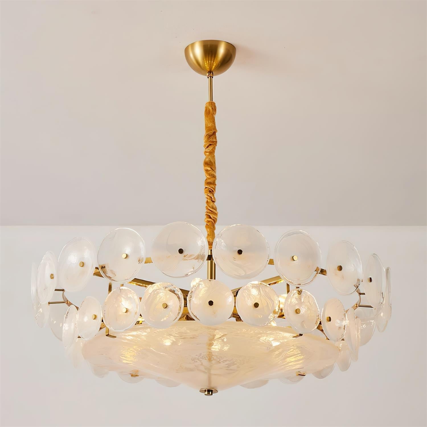 Ventilo Amber Glass Chandelier - Lamp Copper