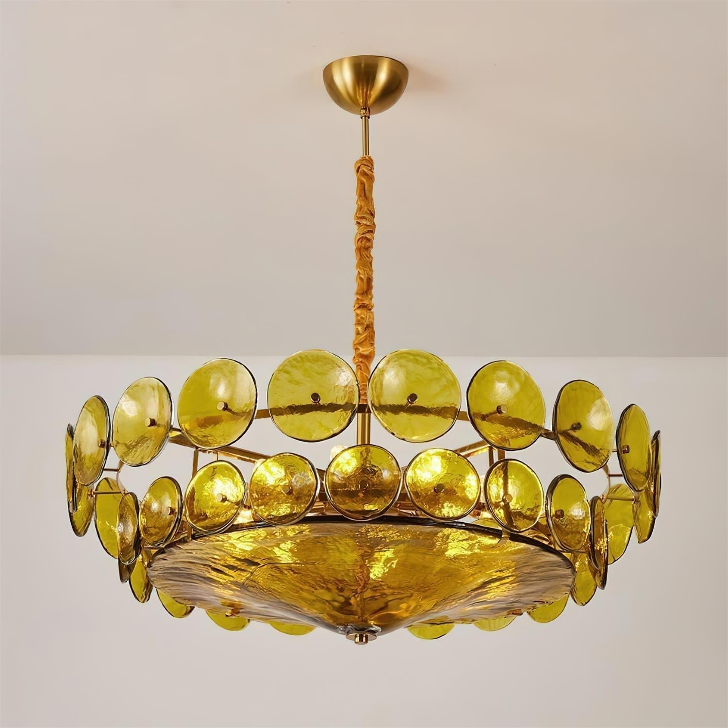 Ventilo Amber Glass Chandelier - Lamp Copper