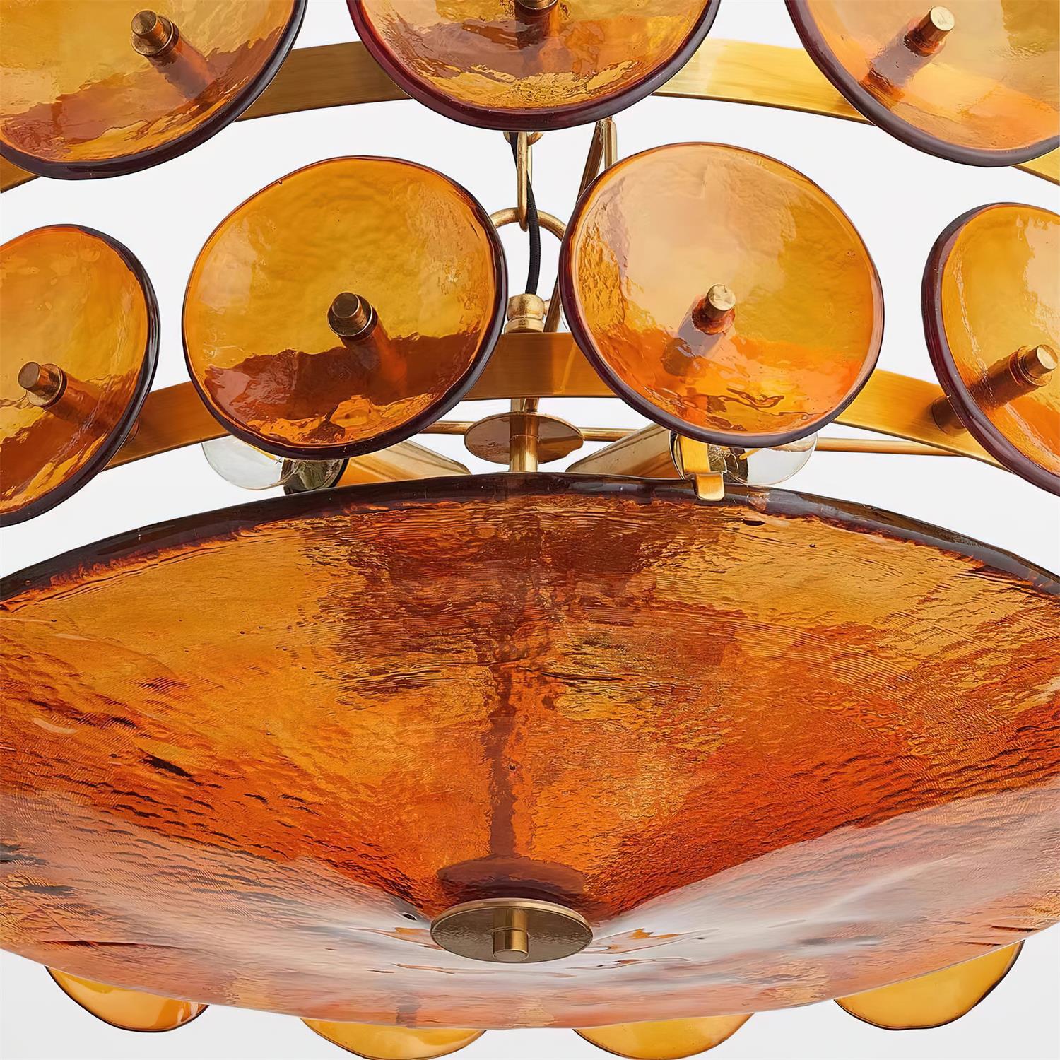 Ventilo Amber Glass Chandelier - Lamp Copper