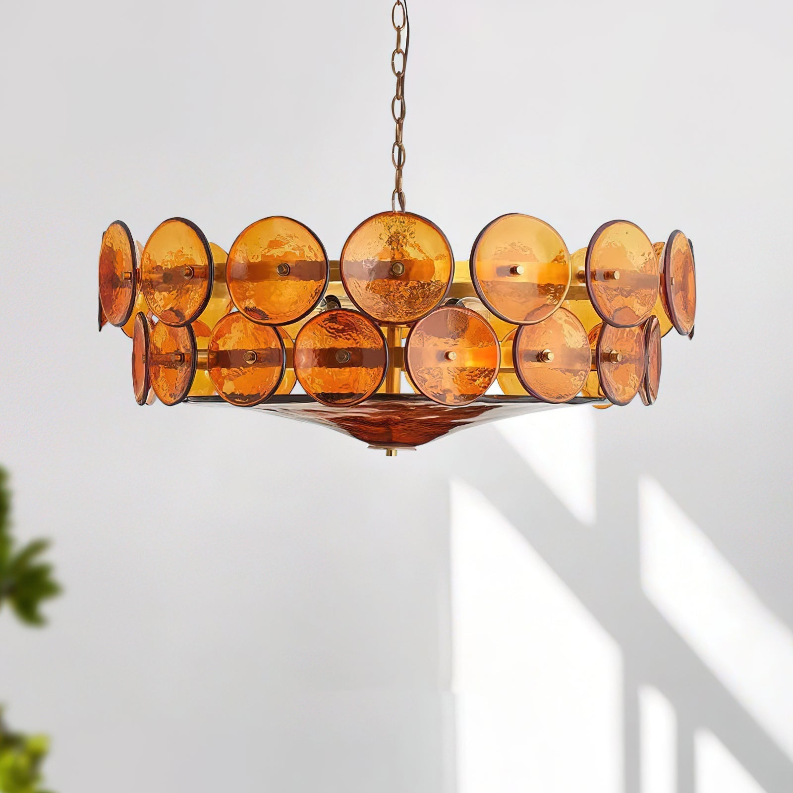Ventilo Amber Glass Chandelier - Lamp Copper