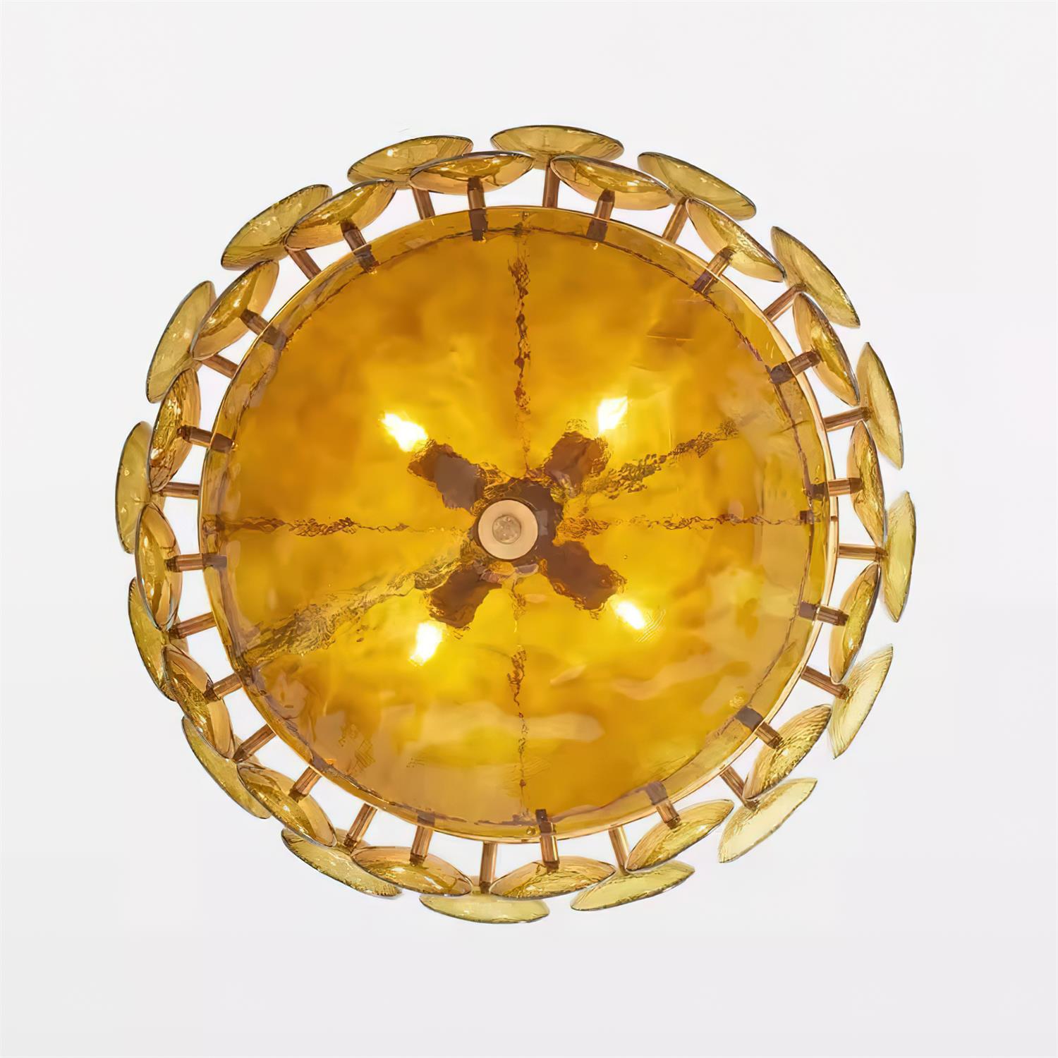 Ventilo Amber Glass Chandelier - Lamp Copper