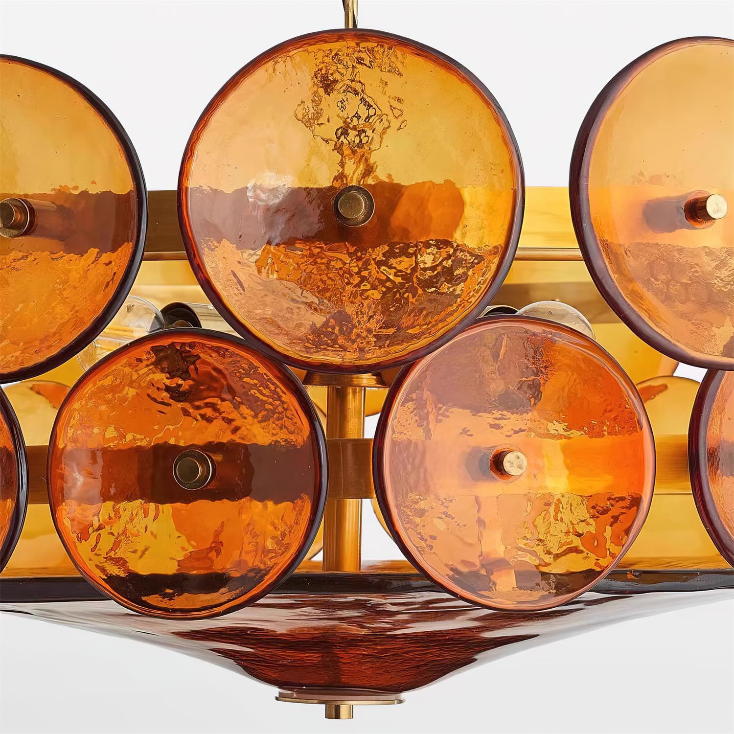 Ventilo Amber Glass Chandelier - Lamp Copper
