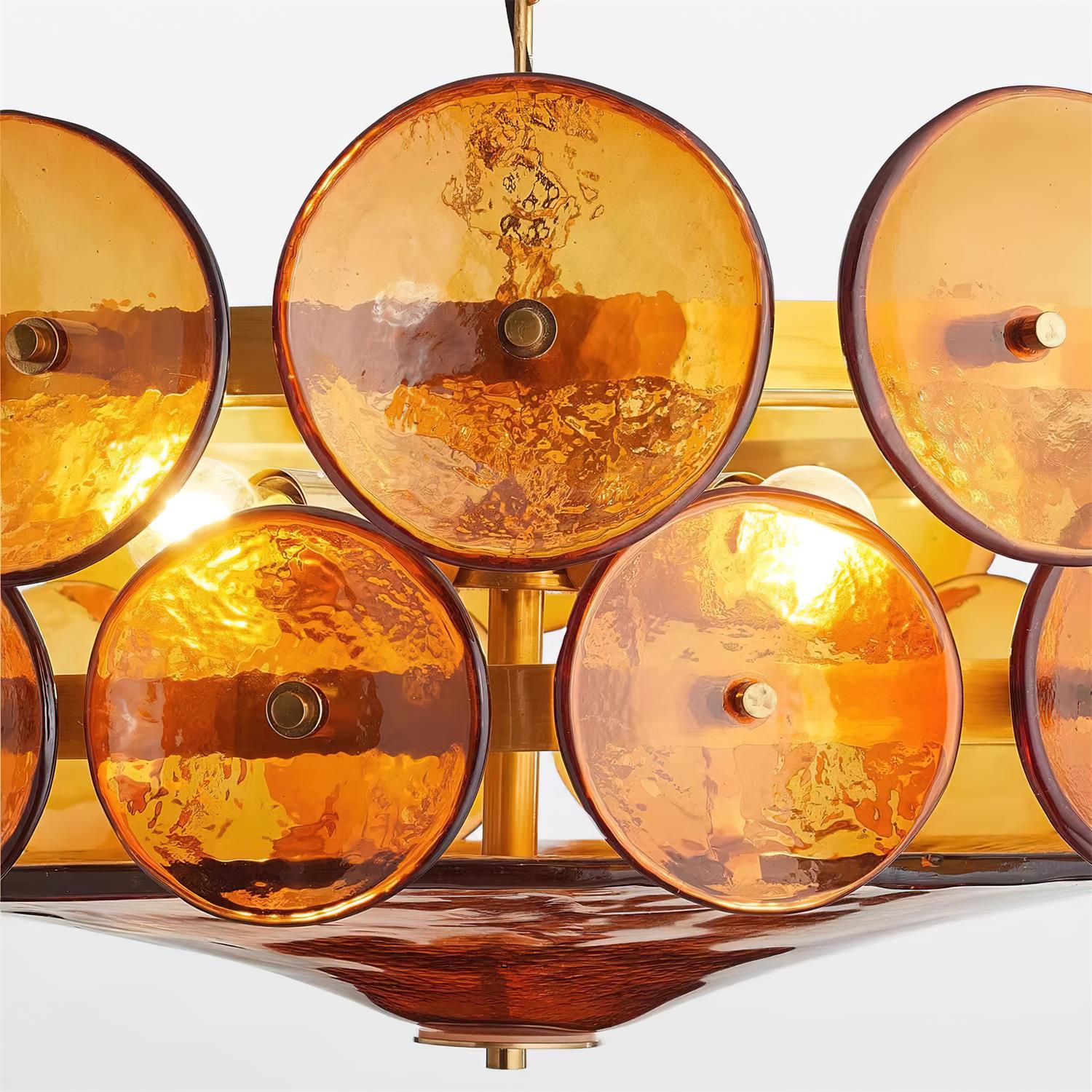 Ventilo Amber Glass Chandelier - Lamp Copper