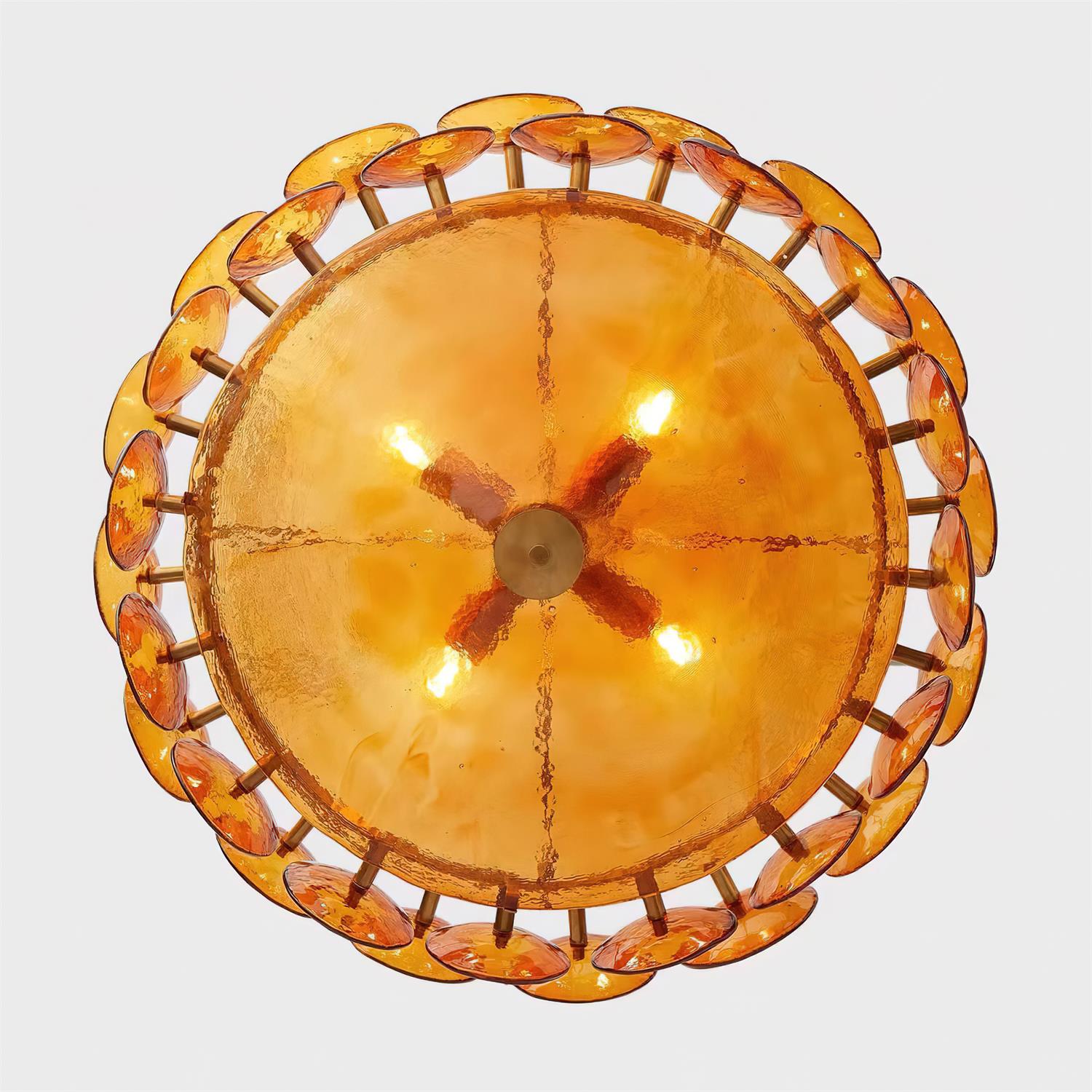 Ventilo Amber Glass Chandelier - Lamp Copper