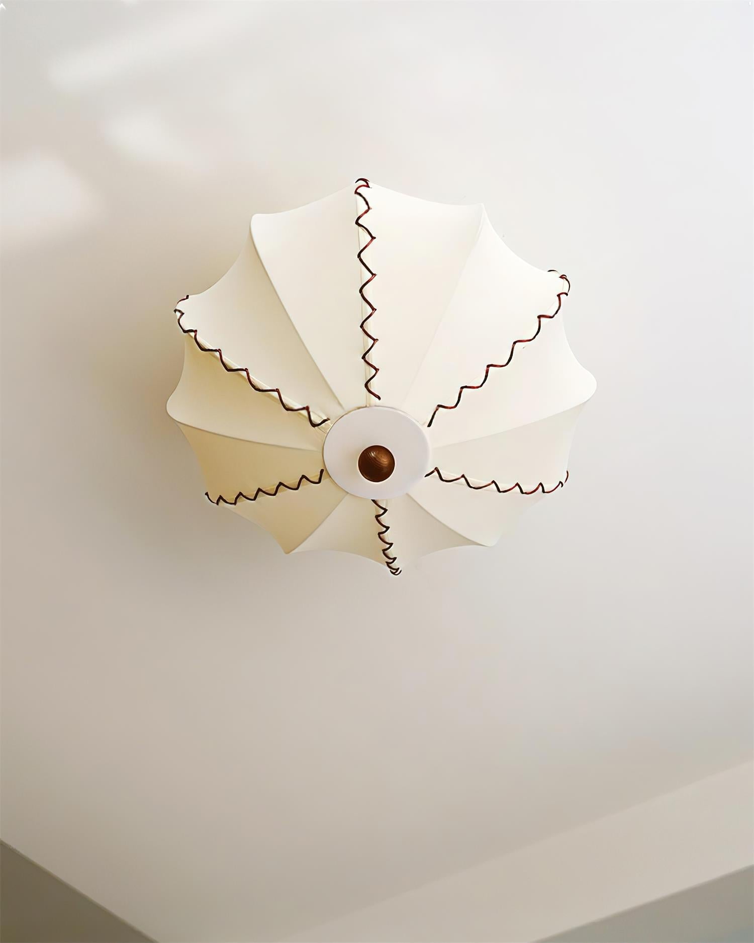Ceiling Light Beige Fabric with Walnut Wood Accents Artistic - Lamp Copper