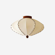 Ceiling Light Beige Fabric with Walnut Wood Accents Artistic - Lamp Copper