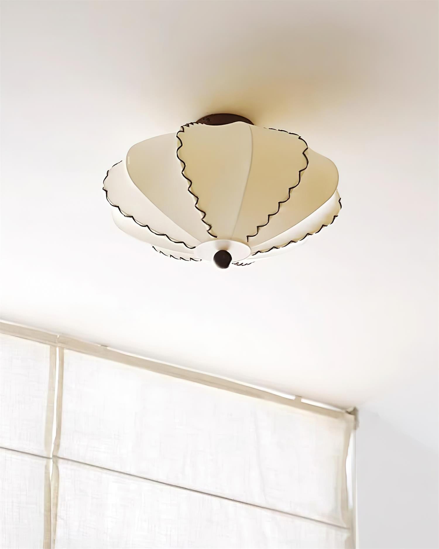 Ceiling Light Beige Fabric with Walnut Wood Accents Artistic - Lamp Copper