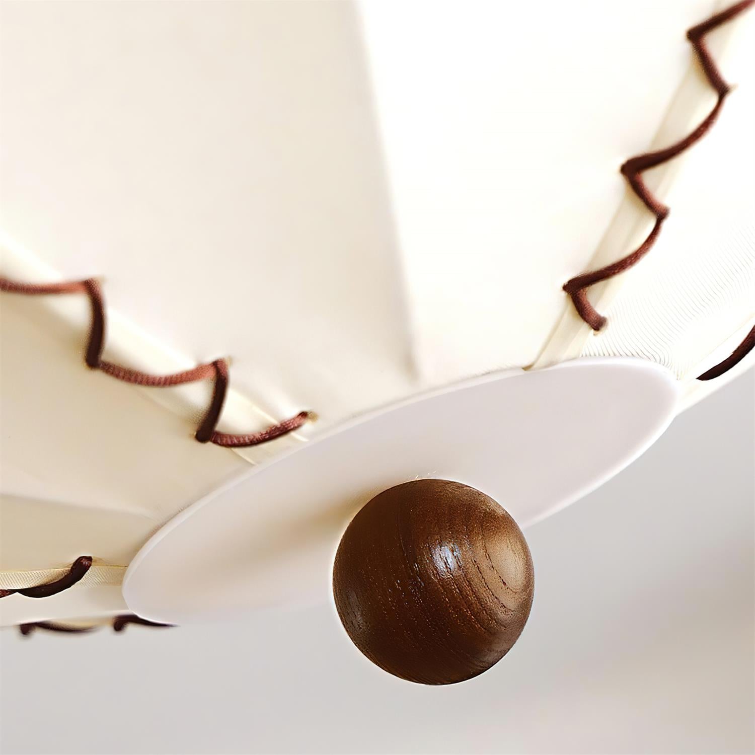 Ceiling Light Beige Fabric with Walnut Wood Accents Artistic - Lamp Copper