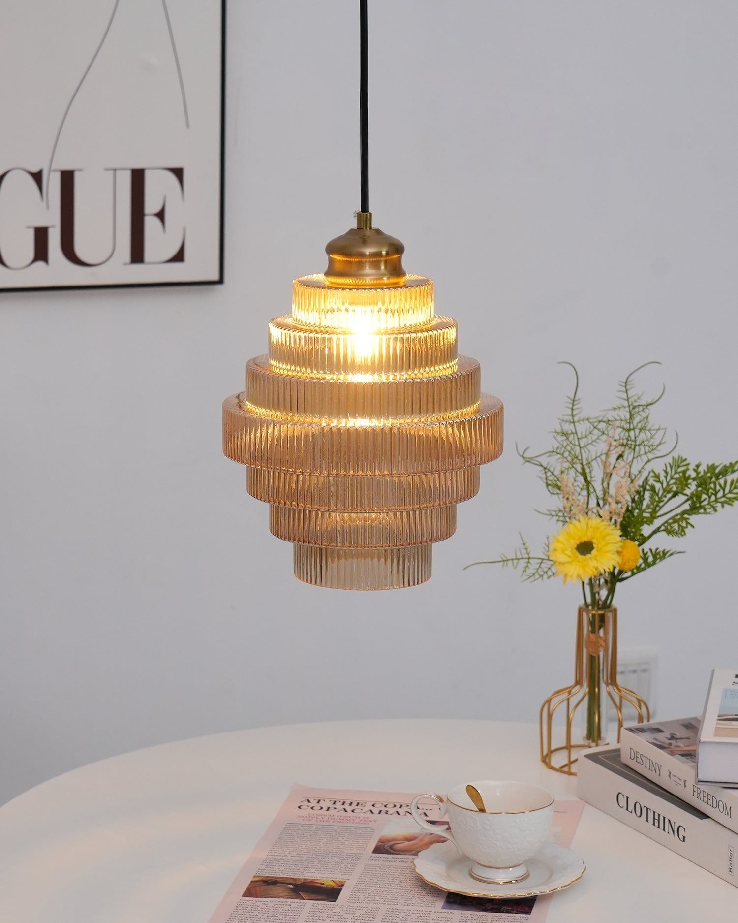 Amara Glass Pendant Lamp - Lamp Copper