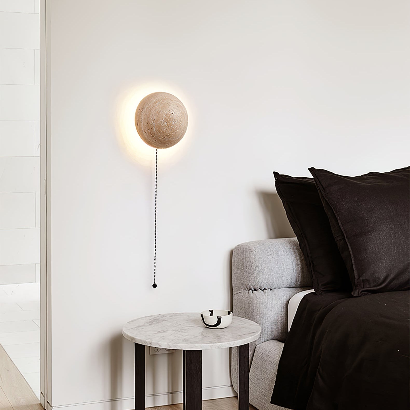 Nyvarion Minimalist Travertine Wall Light - Lamp Copper
