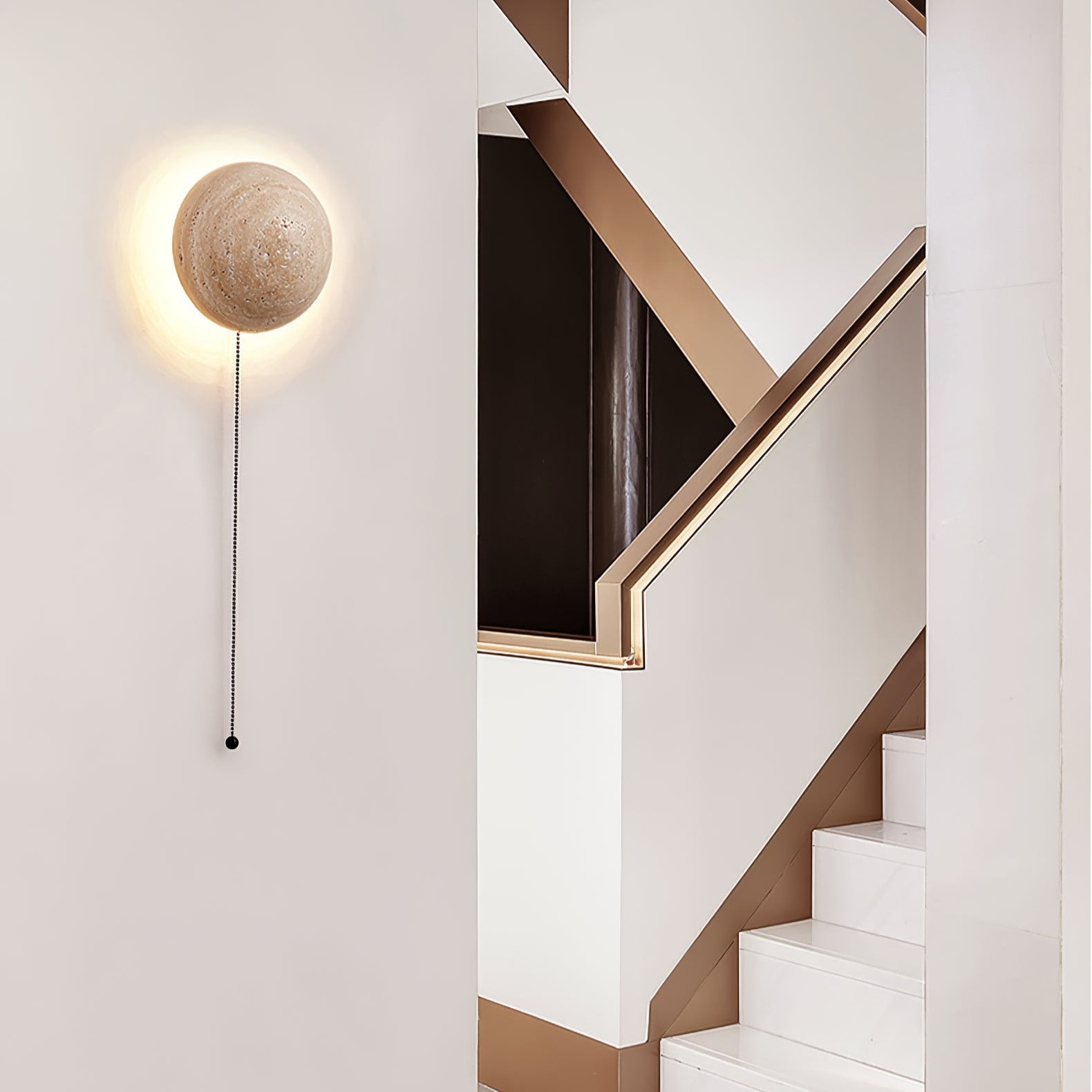 Nyvarion Minimalist Travertine Wall Light - Lamp Copper