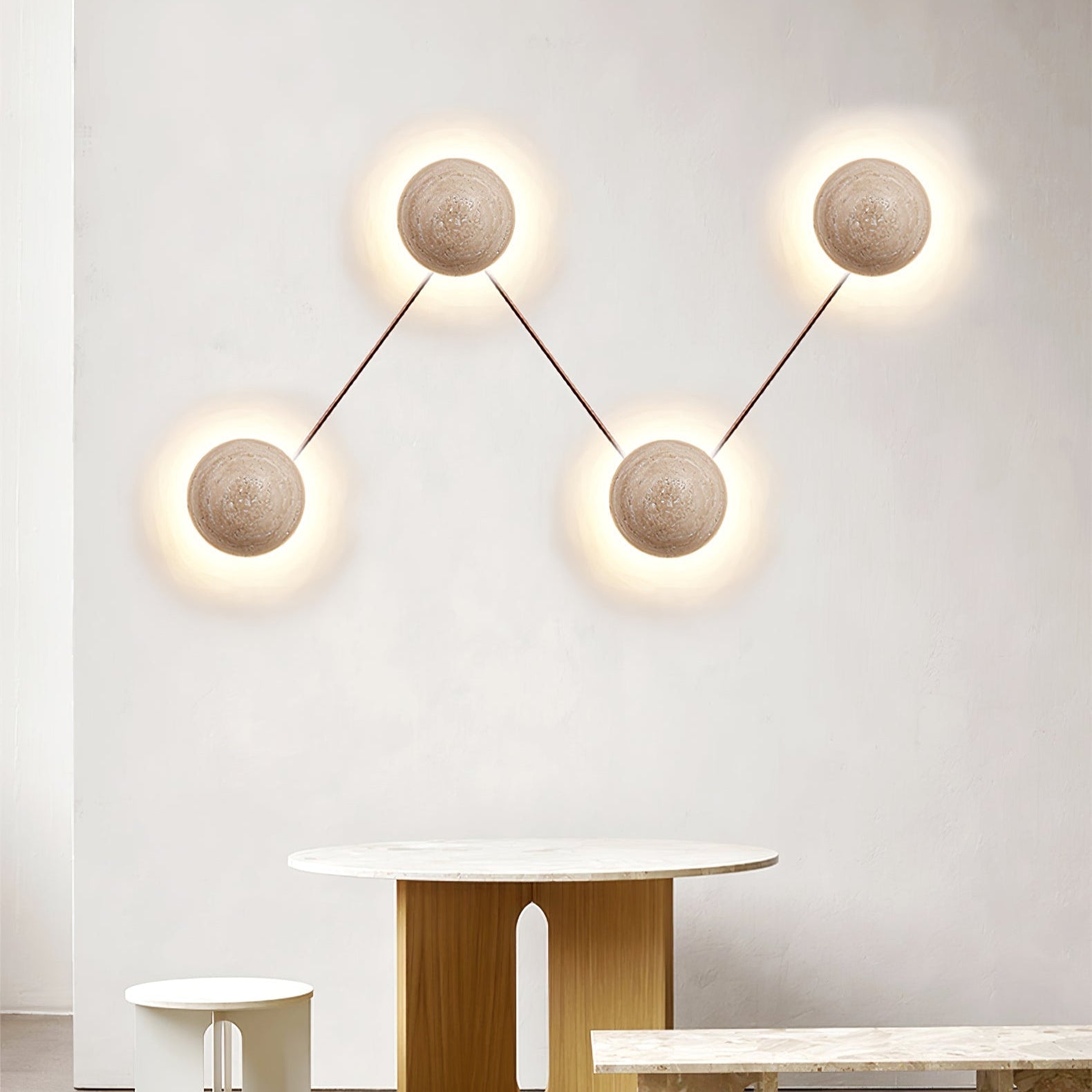 Nyvarion Minimalist Travertine Wall Light - Lamp Copper