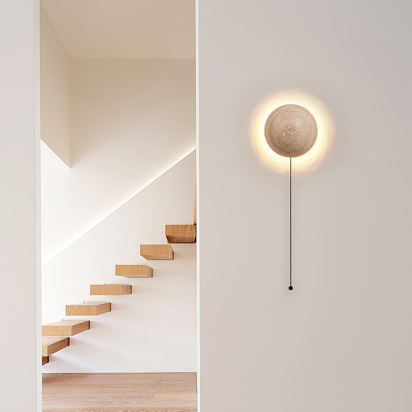 Nyvarion Minimalist Travertine Wall Light - Lamp Copper