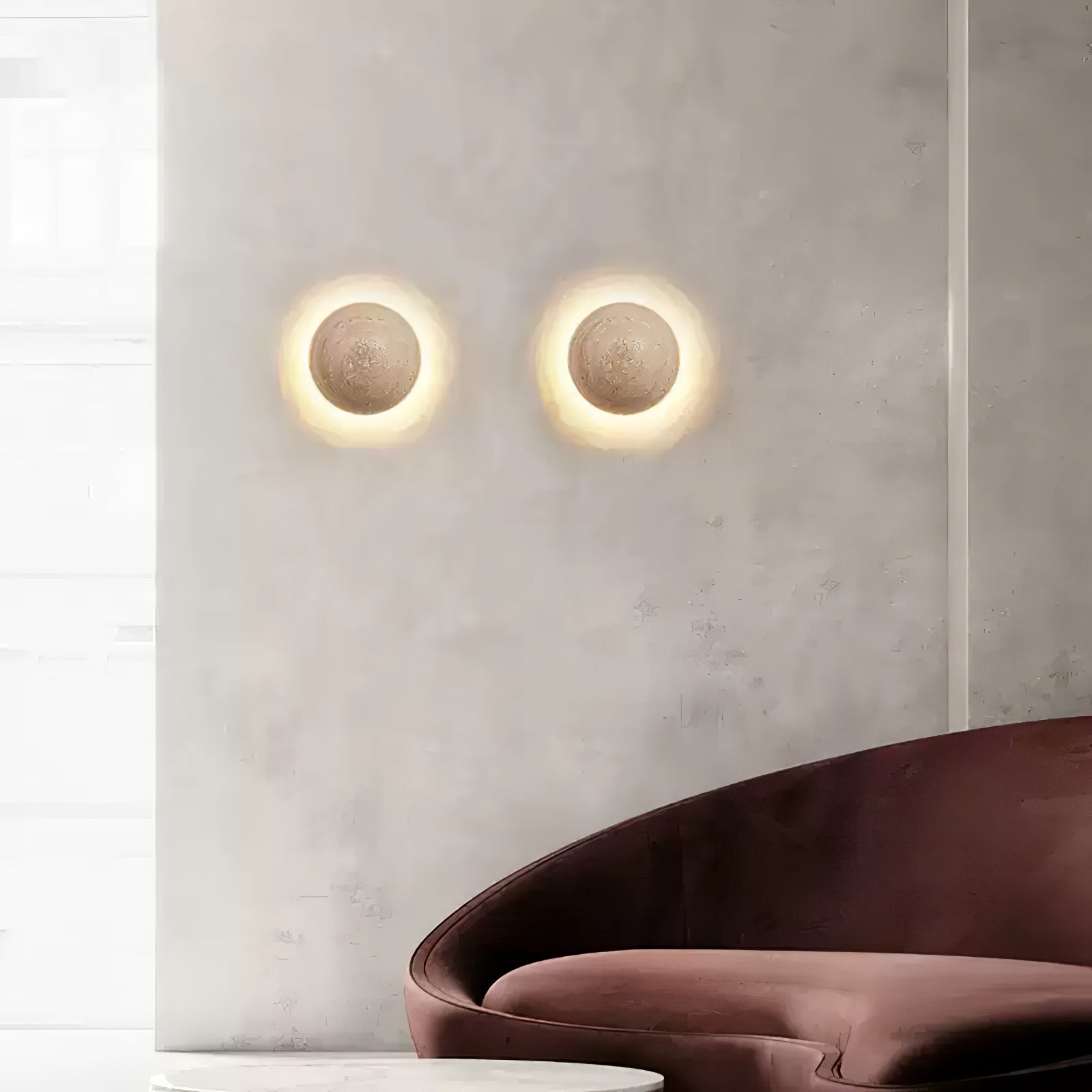 Nyvarion Minimalist Travertine Wall Light - Lamp Copper