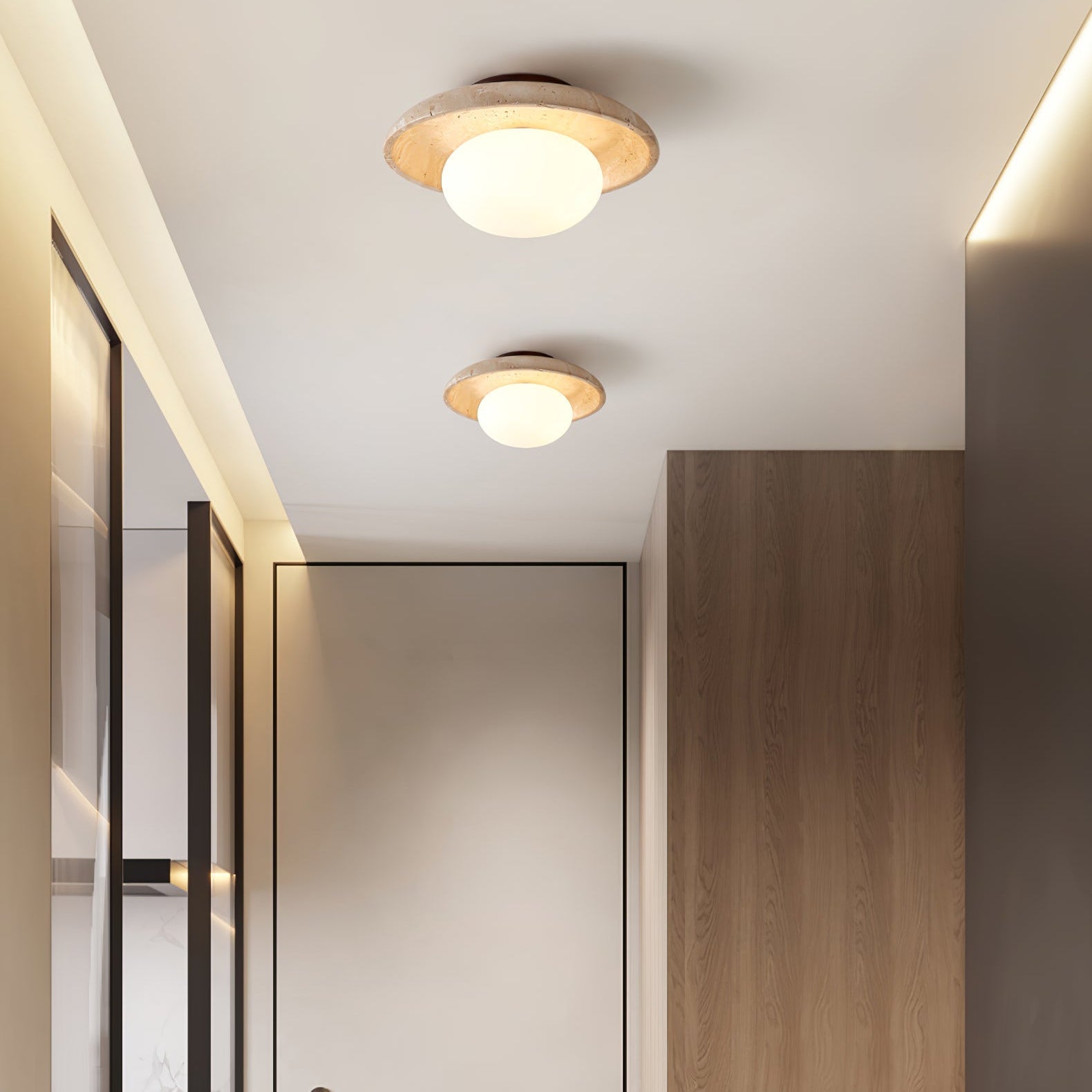 Cataliel Minimalist Travertine Ceiling Light - Lamp Copper