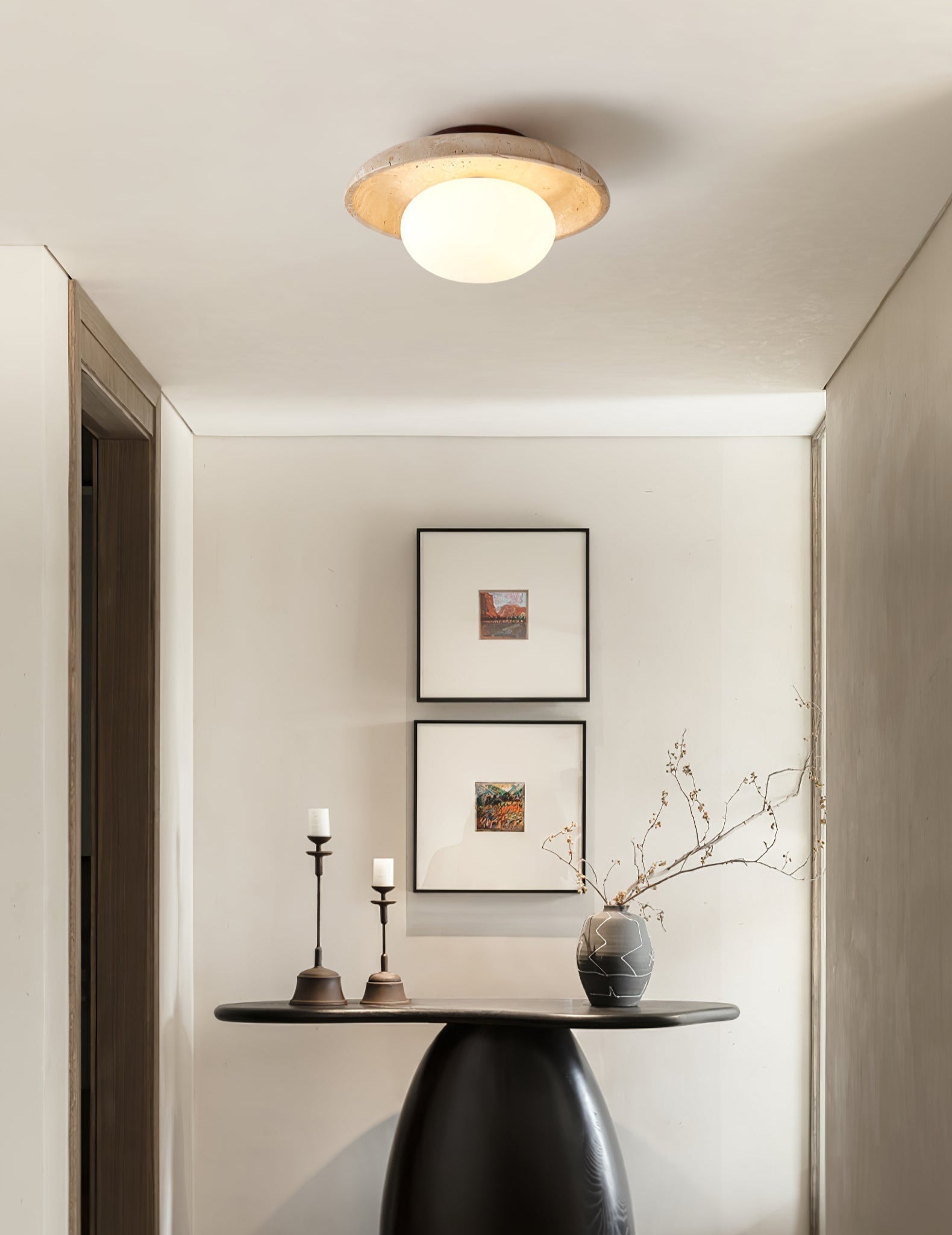 Cataliel Minimalist Travertine Ceiling Light - Lamp Copper