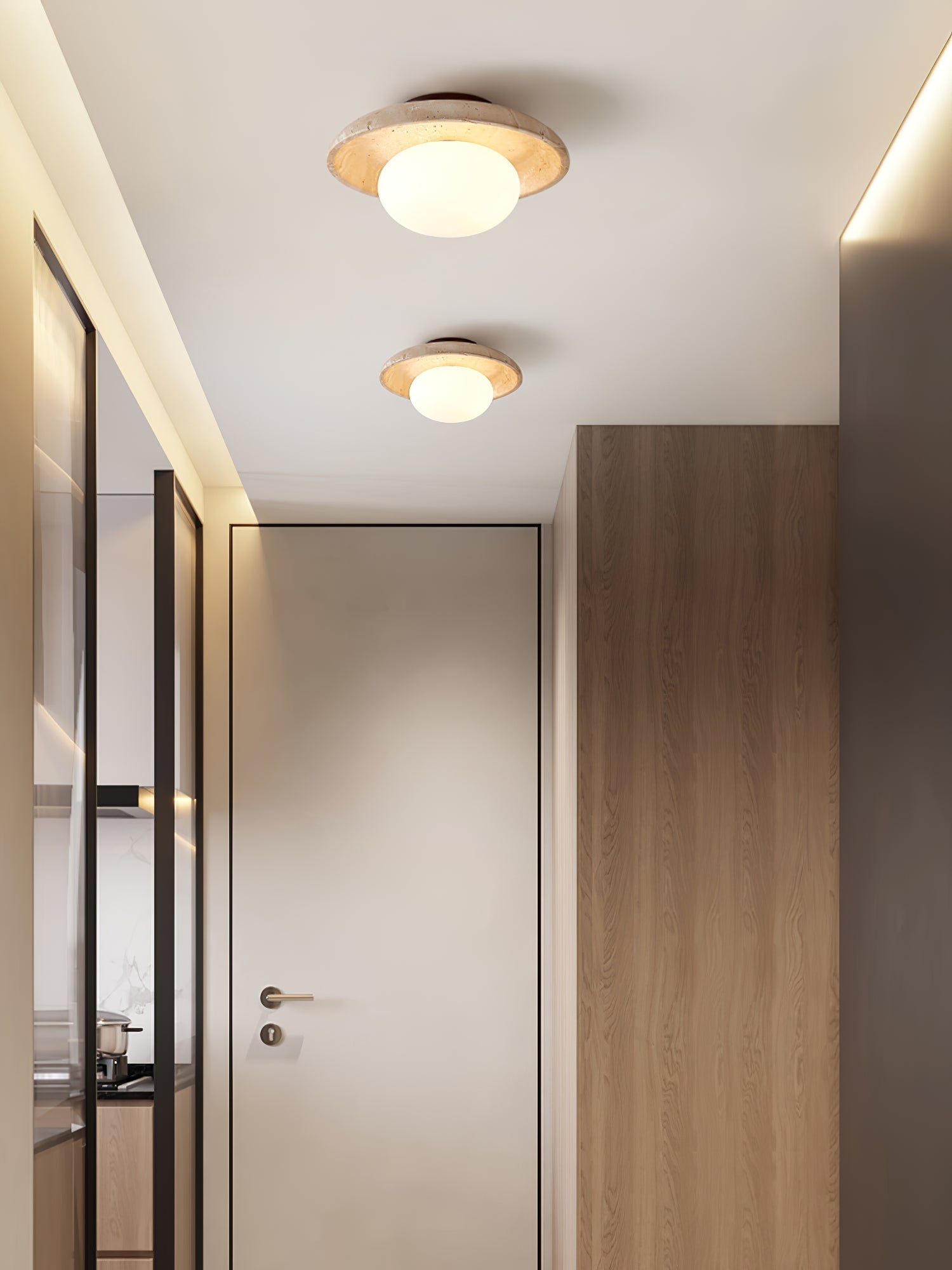 Cataliel Minimalist Travertine Ceiling Light - Lamp Copper