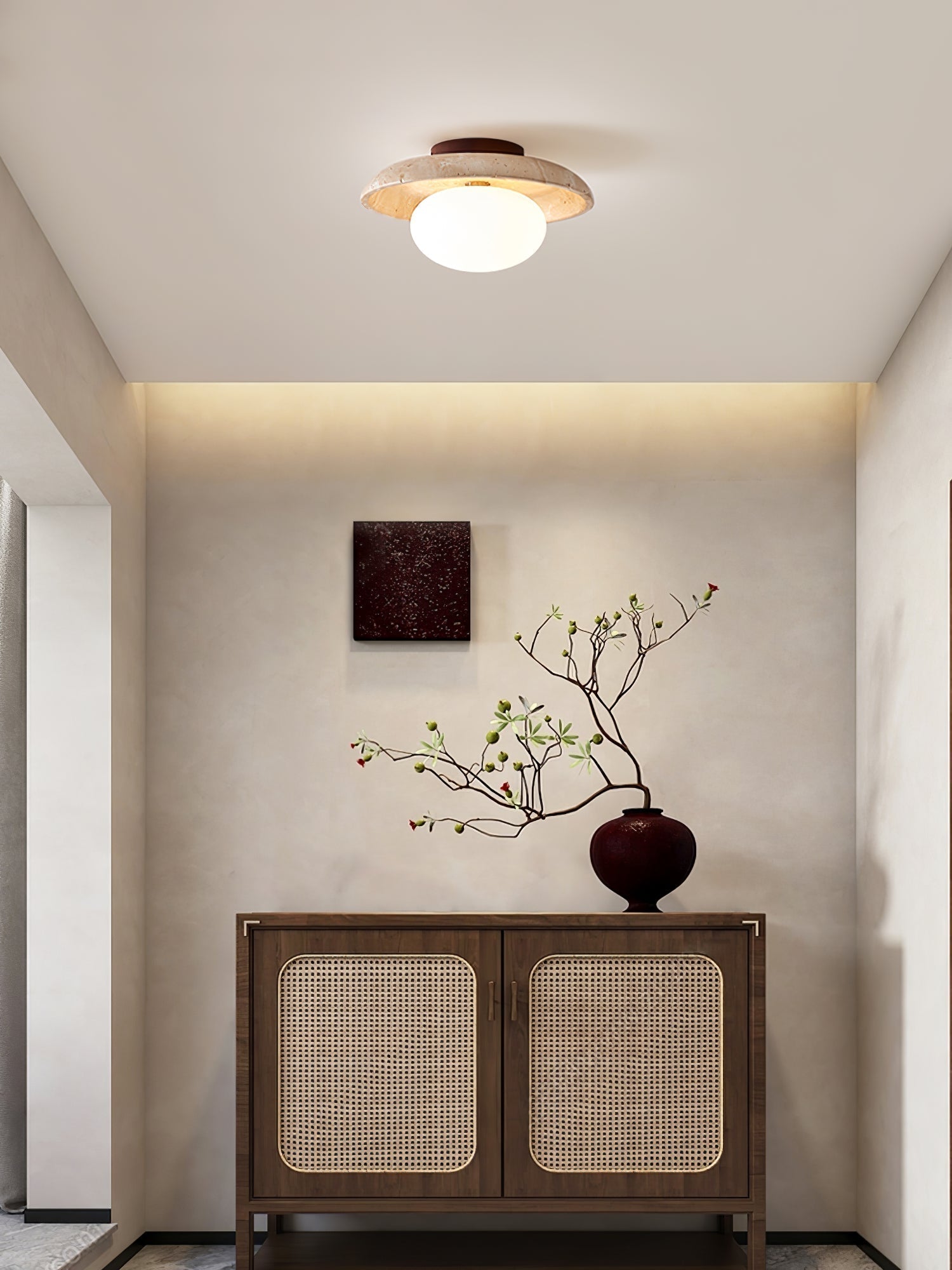 Cataliel Minimalist Travertine Ceiling Light - Lamp Copper