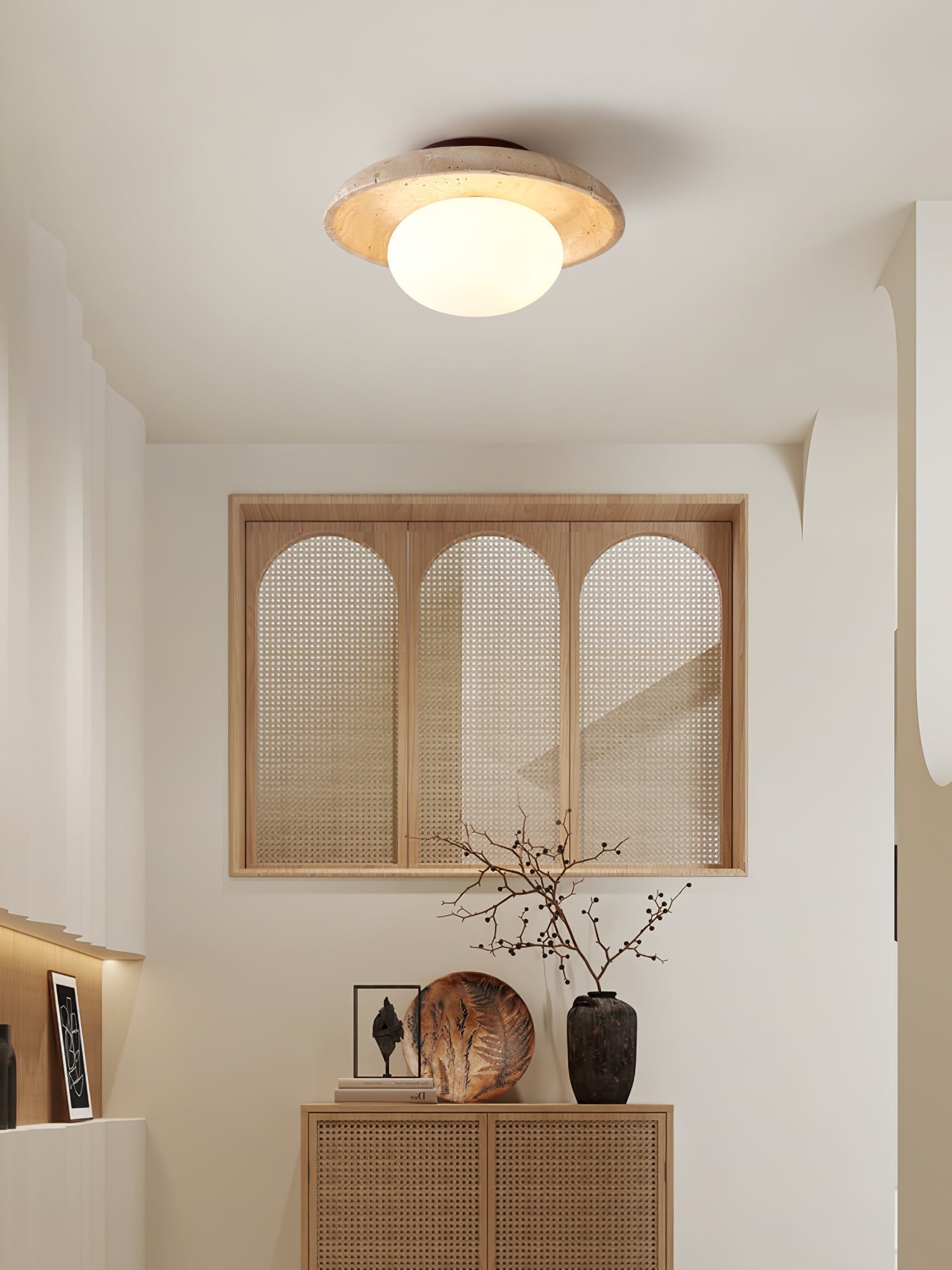 Cataliel Minimalist Travertine Ceiling Light - Lamp Copper