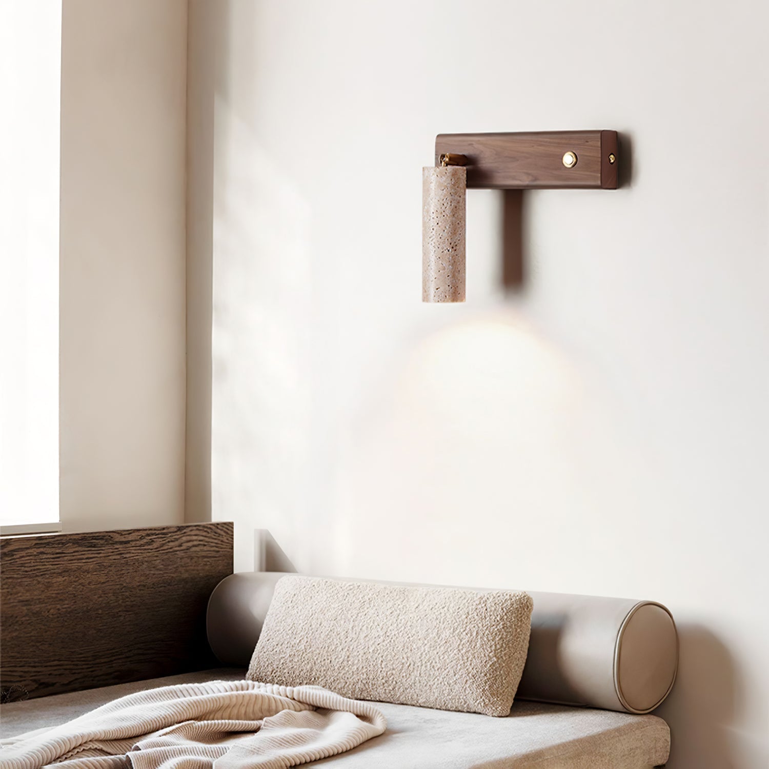 Ornoria Cylindrical Travertine Wall Light SpotLight - Lamp Copper