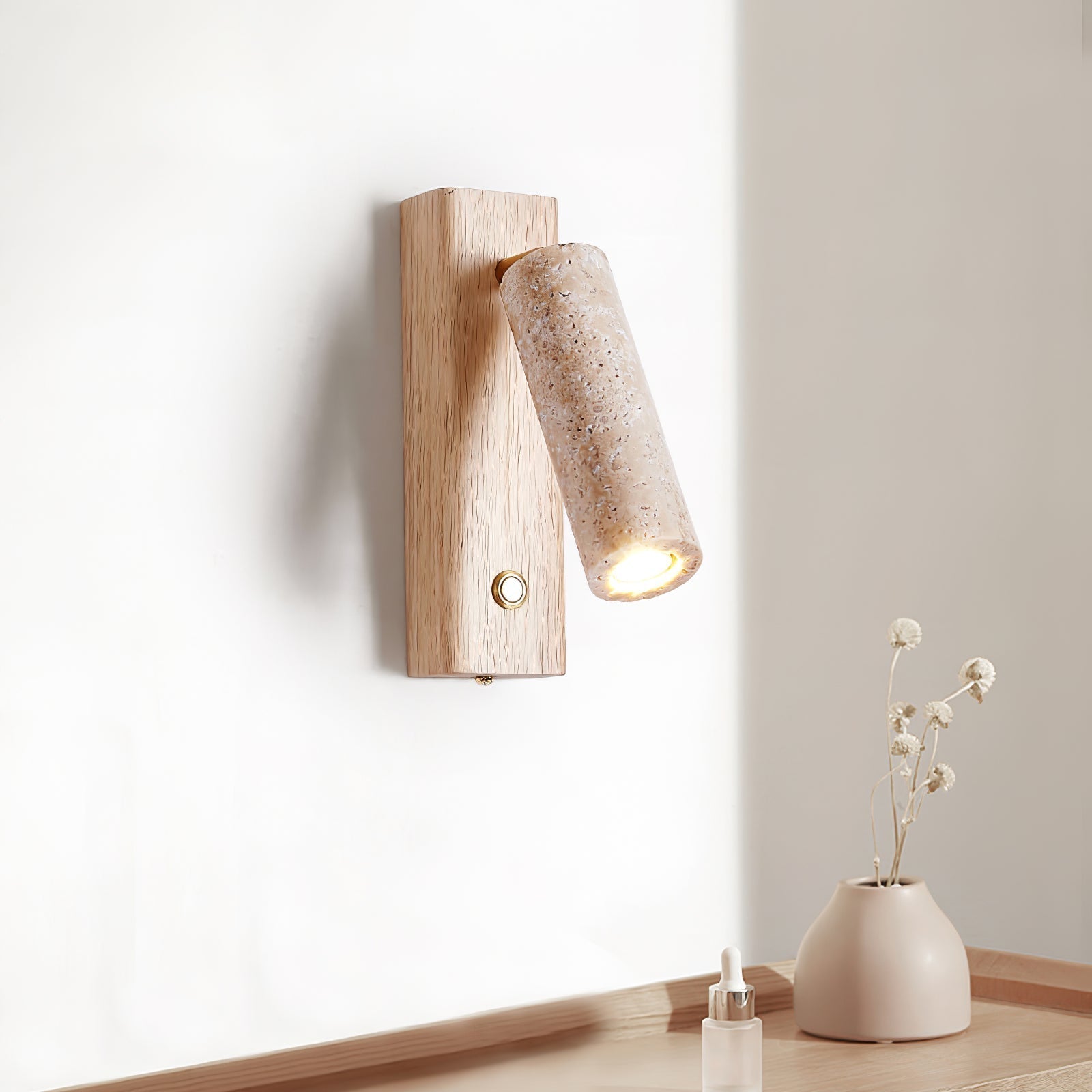 Ornoria Cylindrical Travertine Wall Light SpotLight - Lamp Copper