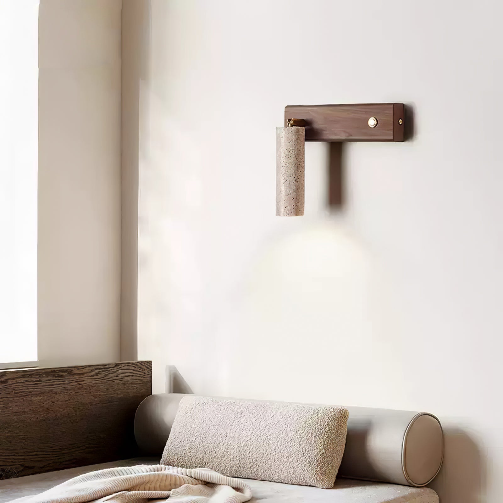 Ornoria Cylindrical Travertine Wall Light SpotLight - Lamp Copper