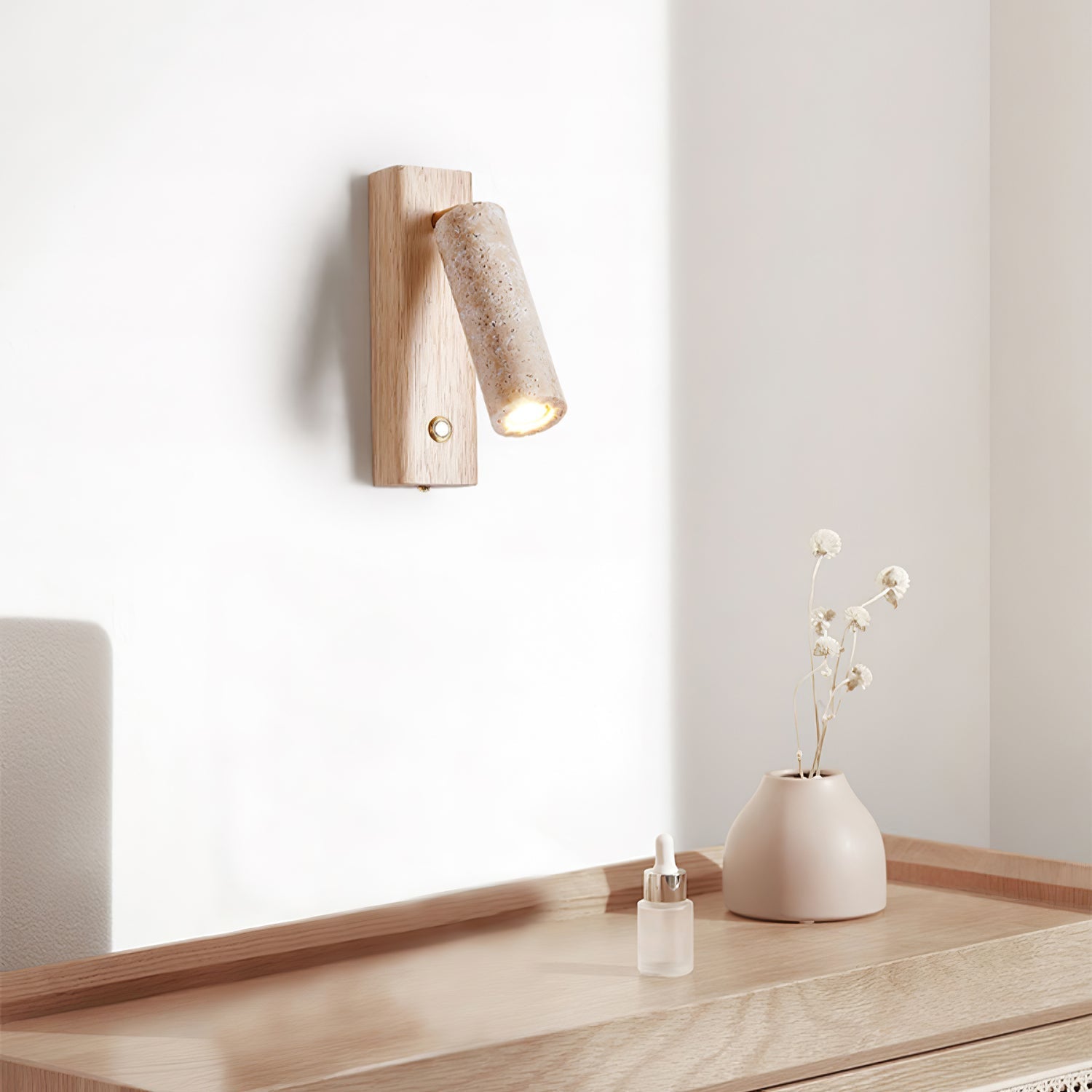 Ornoria Cylindrical Travertine Wall Light SpotLight - Lamp Copper
