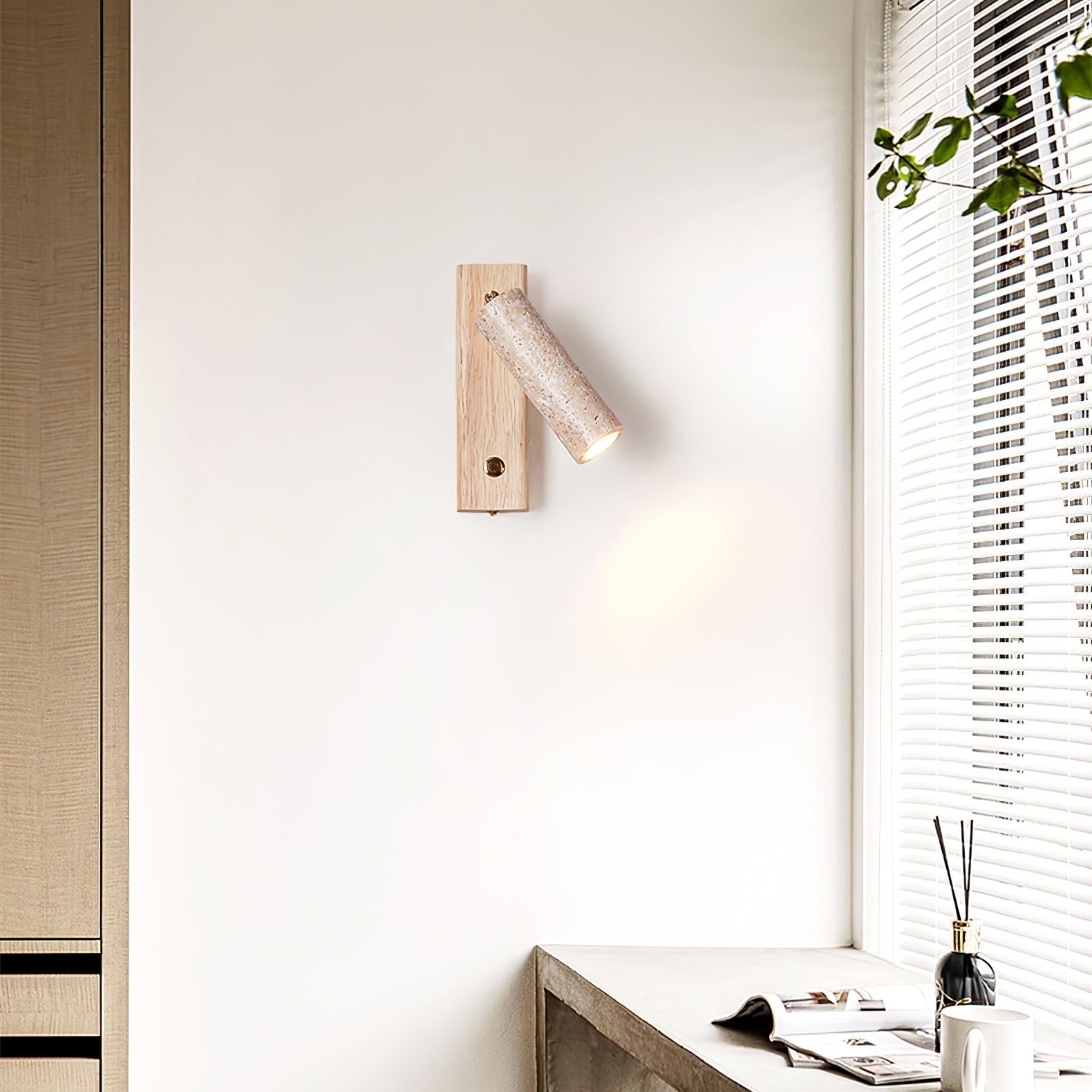 Ornoria Cylindrical Travertine Wall Light SpotLight - Lamp Copper