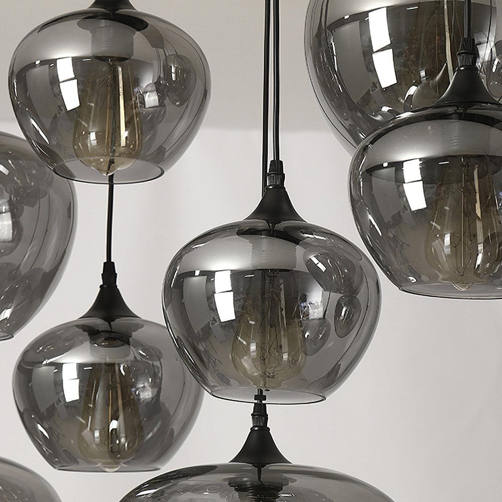 June Minimalist Bottle Glass Pendant Light Smoke Gray - Lamp Copper