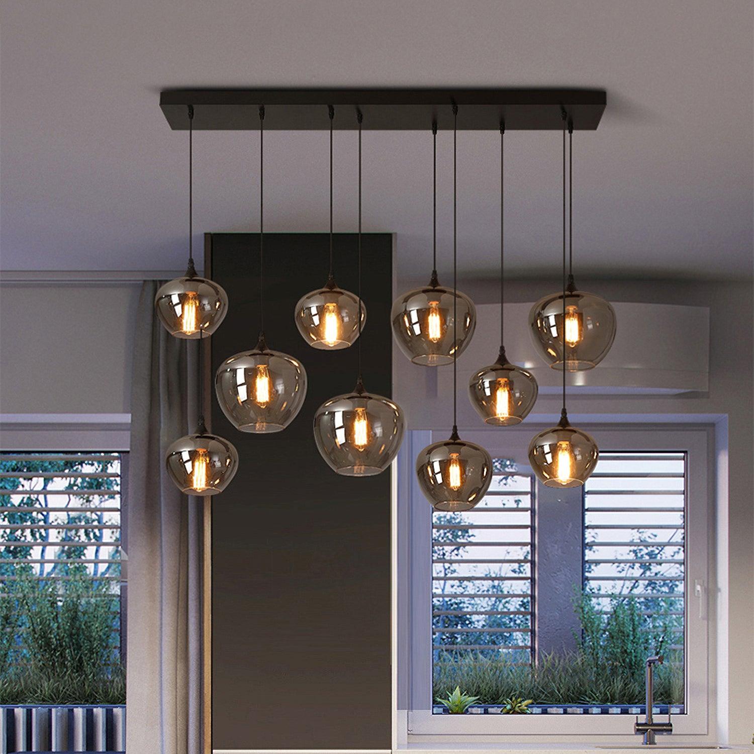 June Minimalist Bottle Glass Pendant Light Smoke Gray - Lamp Copper