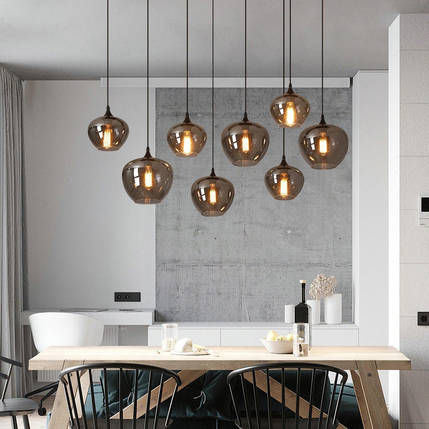 June Minimalist Bottle Glass Pendant Light Smoke Gray - Lamp Copper