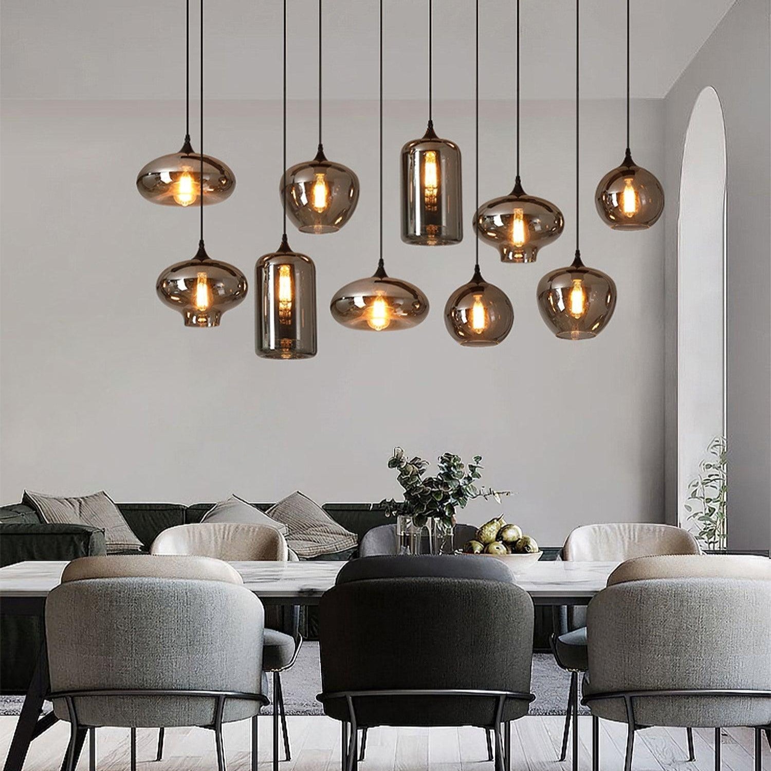 June Minimalist Bottle Glass Pendant Light Smoke Gray - Lamp Copper