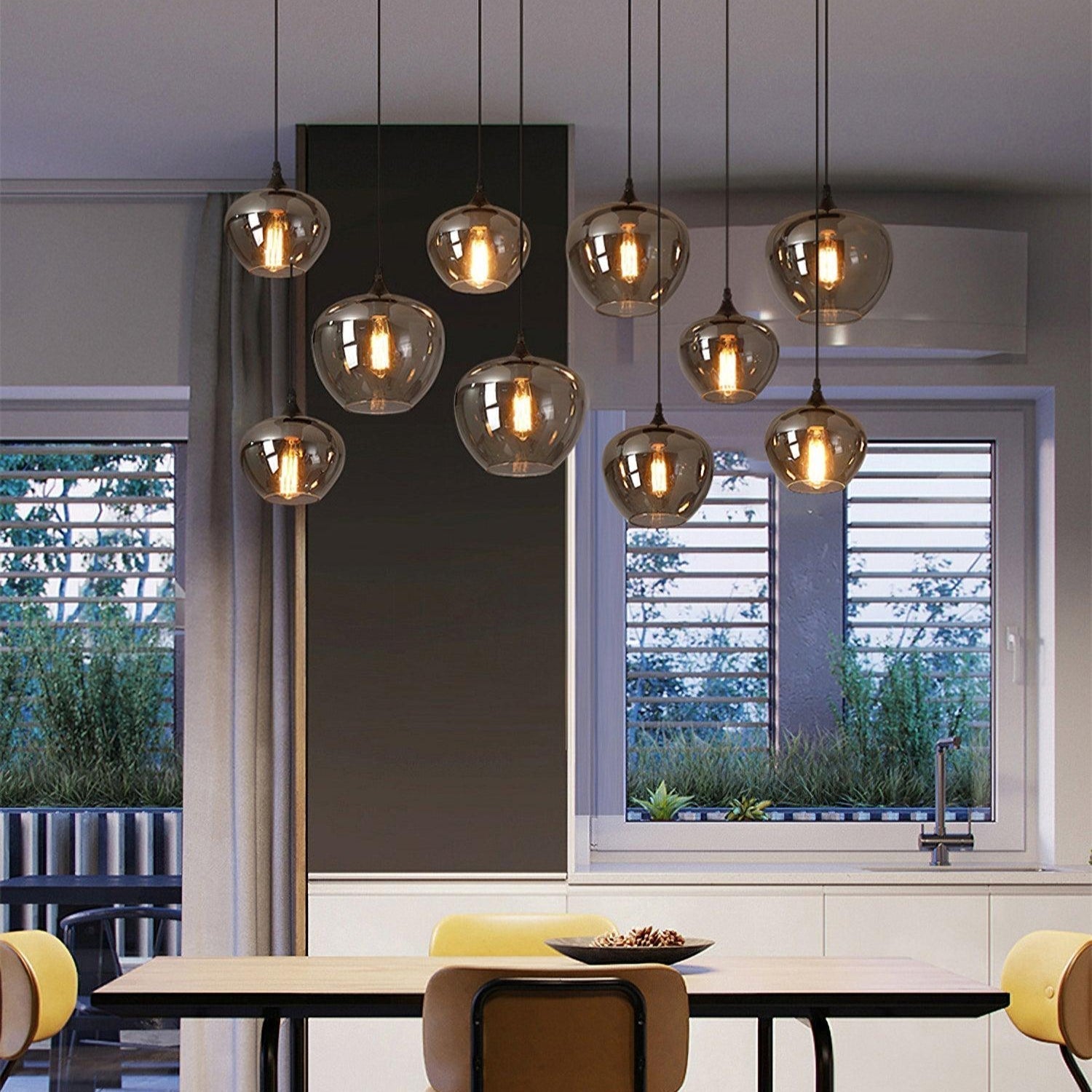 June Minimalist Bottle Glass Pendant Light Smoke Gray - Lamp Copper