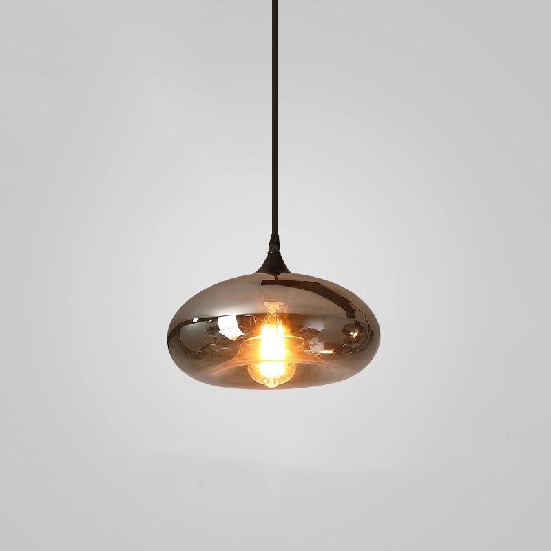 June Minimalist Bottle Glass Pendant Light Smoke Gray - Lamp Copper