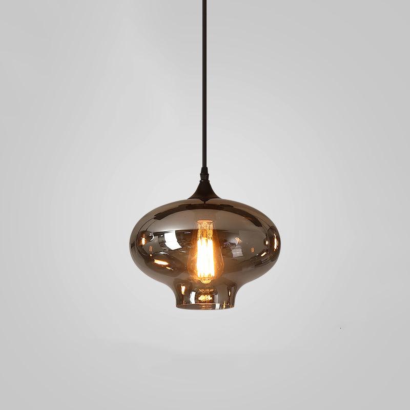 June Minimalist Bottle Glass Pendant Light Smoke Gray - Lamp Copper