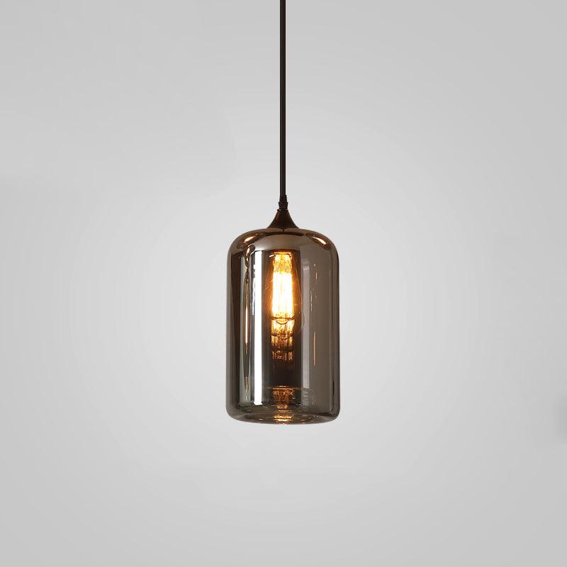 June Minimalist Bottle Glass Pendant Light Smoke Gray - Lamp Copper