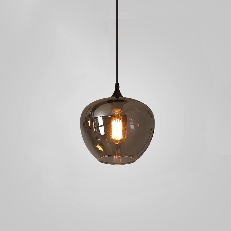 June Minimalist Bottle Glass Pendant Light Smoke Gray - Lamp Copper