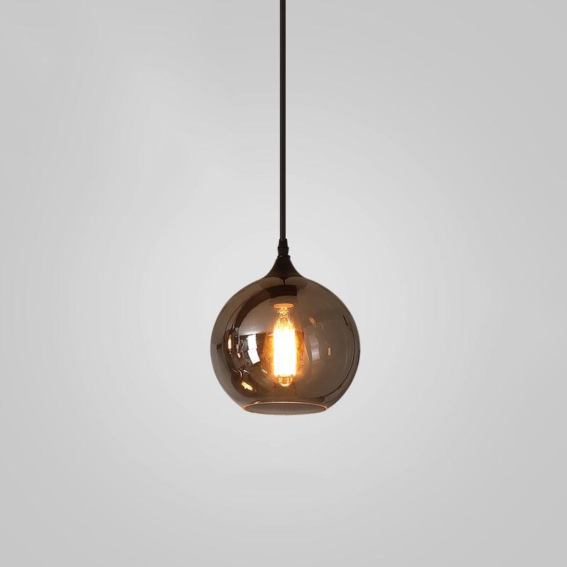 June Minimalist Bottle Glass Pendant Light Smoke Gray - Lamp Copper