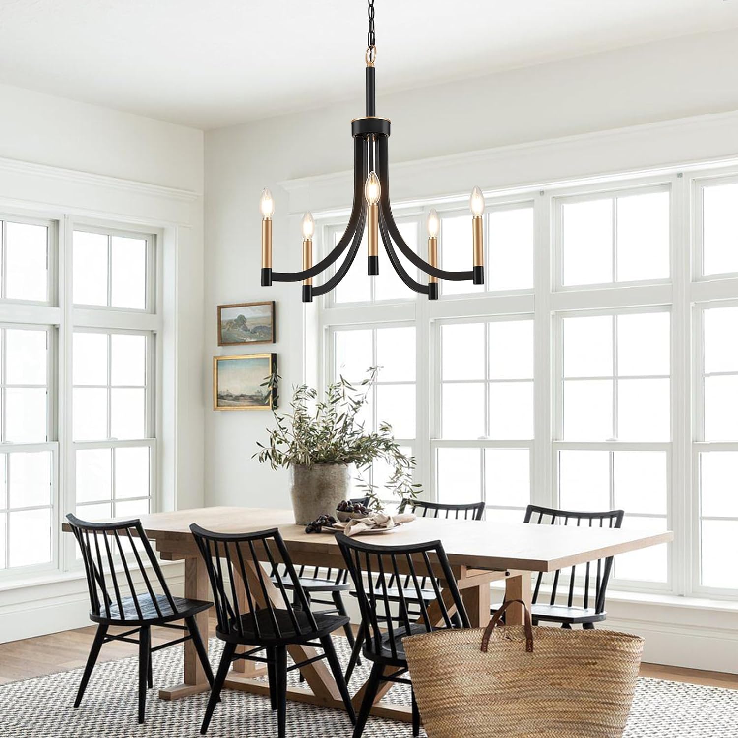 Ceshaora Vintage Industrial Brass Metal Chandelier - Lamp Copper