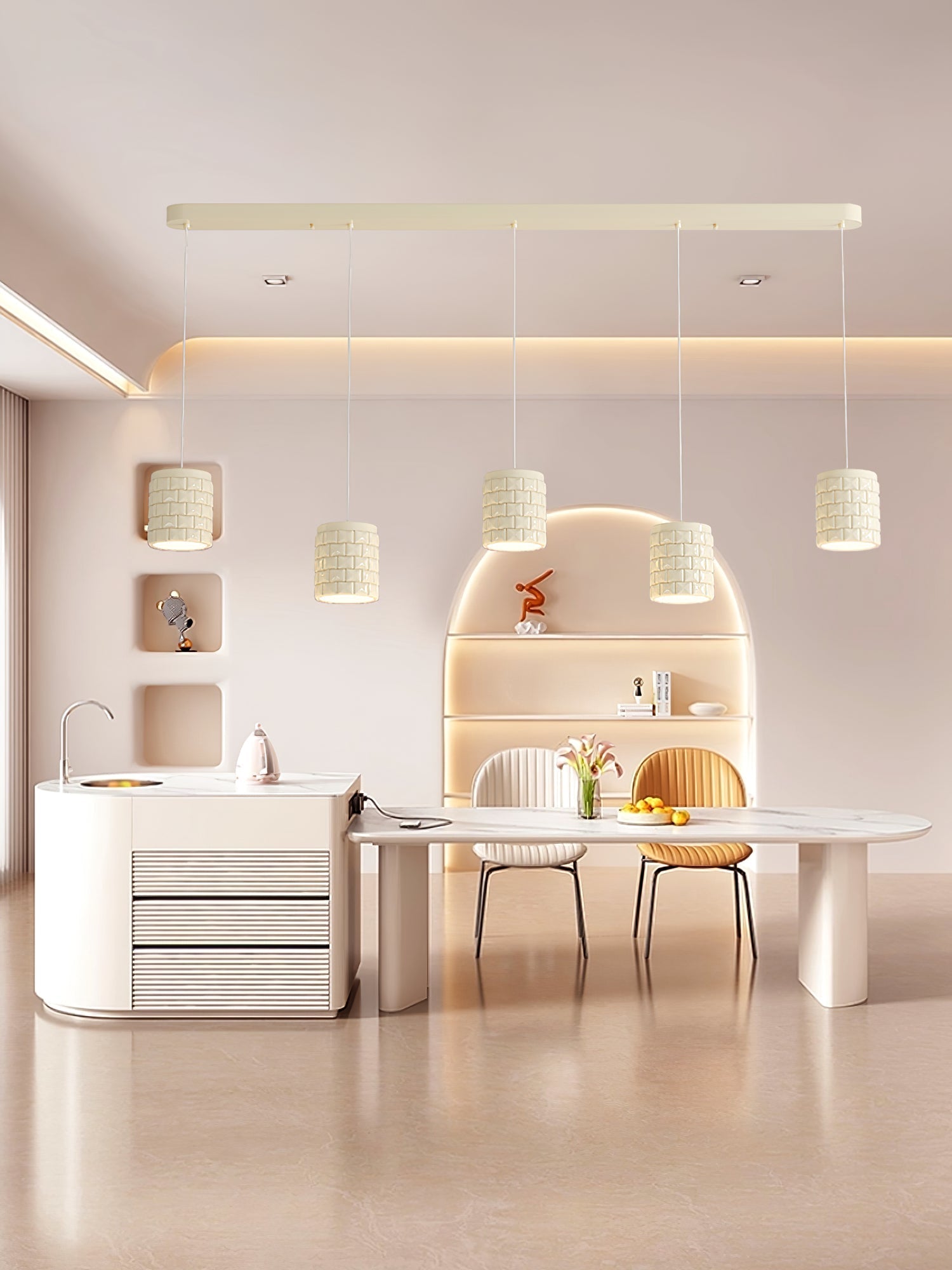 Vadoror Modern Minimalist Girl Resin Metal Pendant Lamp - Lamp Copper