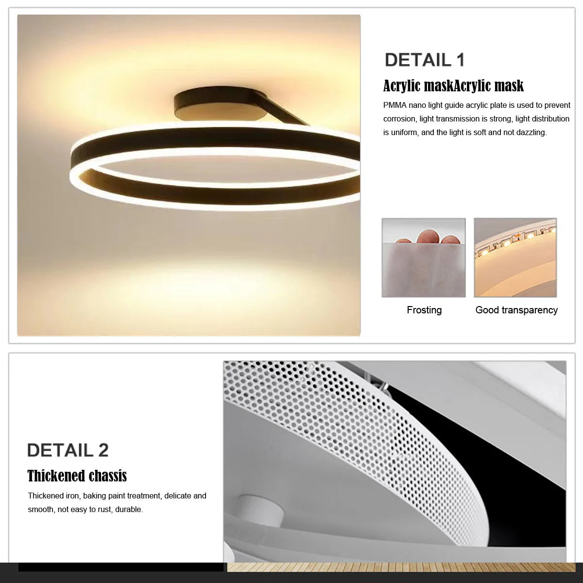 Solen Modern Circle Flush Mount Ceiling Light, Black & White - Lamp Copper