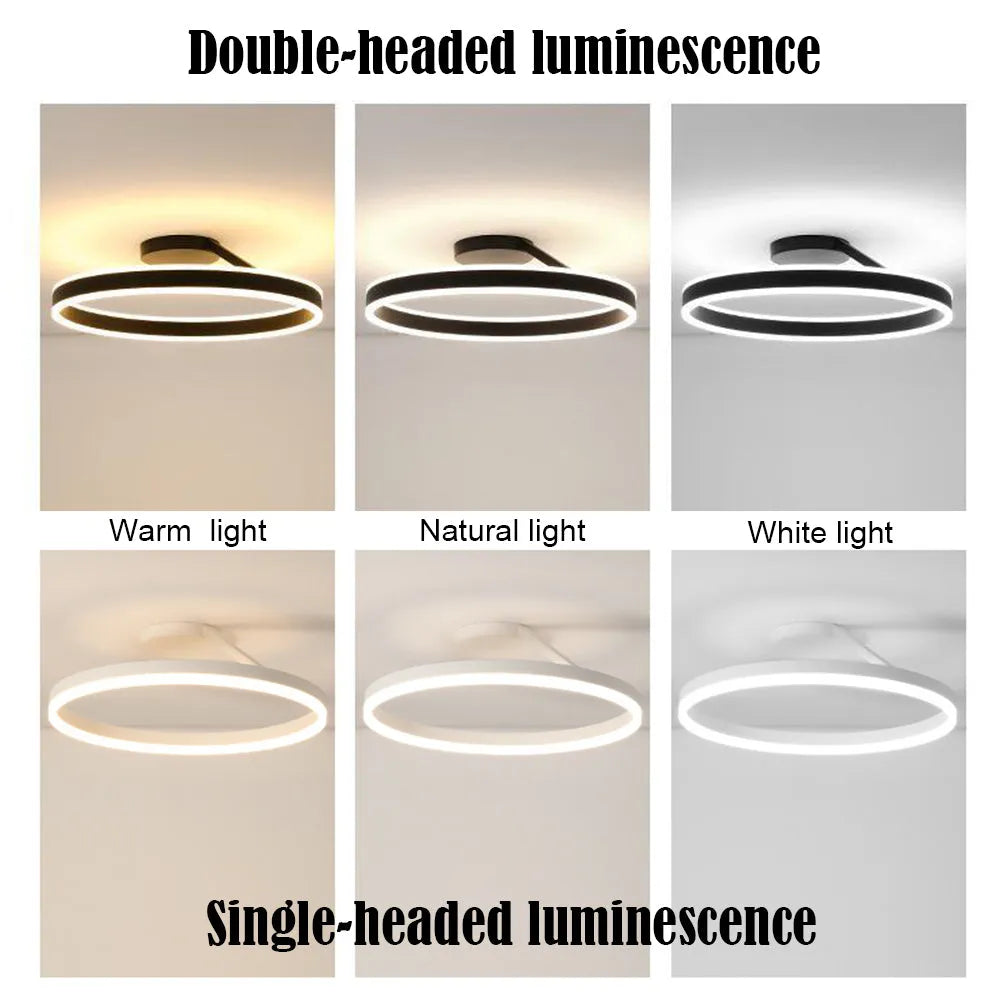 Solen Modern Circle Flush Mount Ceiling Light, Black & White - Lamp Copper