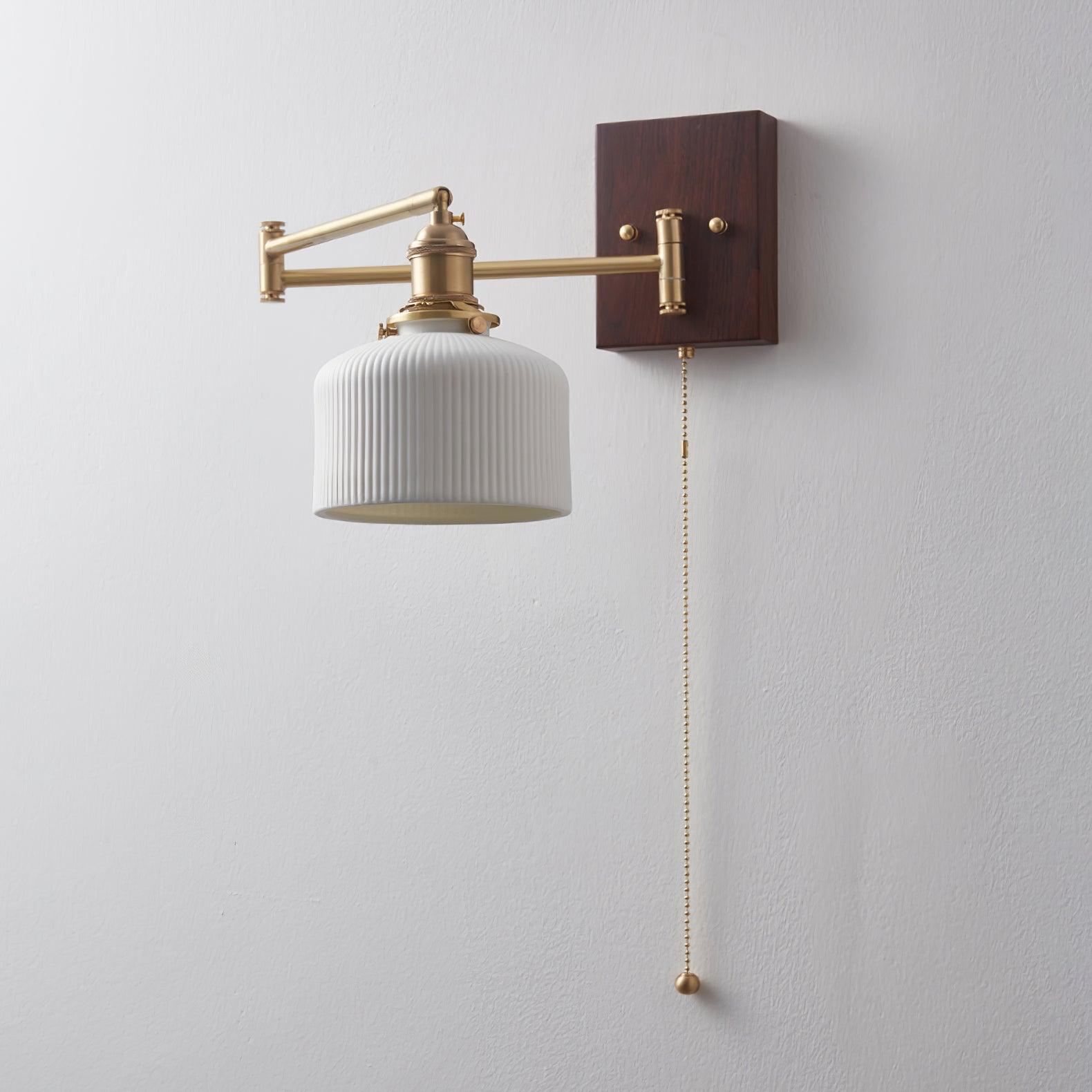 Artistic Walnut Brass Wall Sconce Adjustable Arm Vintage - Lamp Copper