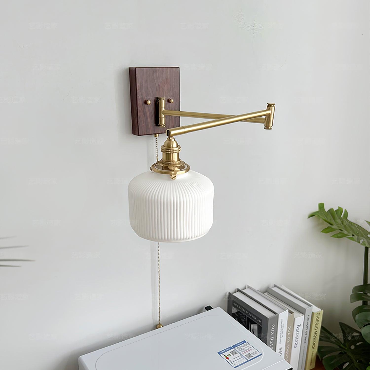 Artistic Walnut Brass Wall Sconce Adjustable Arm Vintage - Lamp Copper
