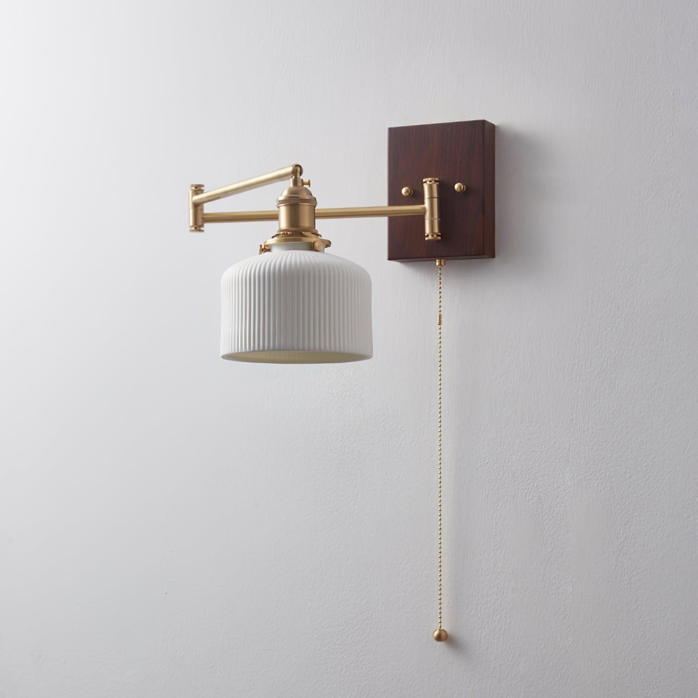 Artistic Walnut Brass Wall Sconce Adjustable Arm Vintage - Lamp Copper