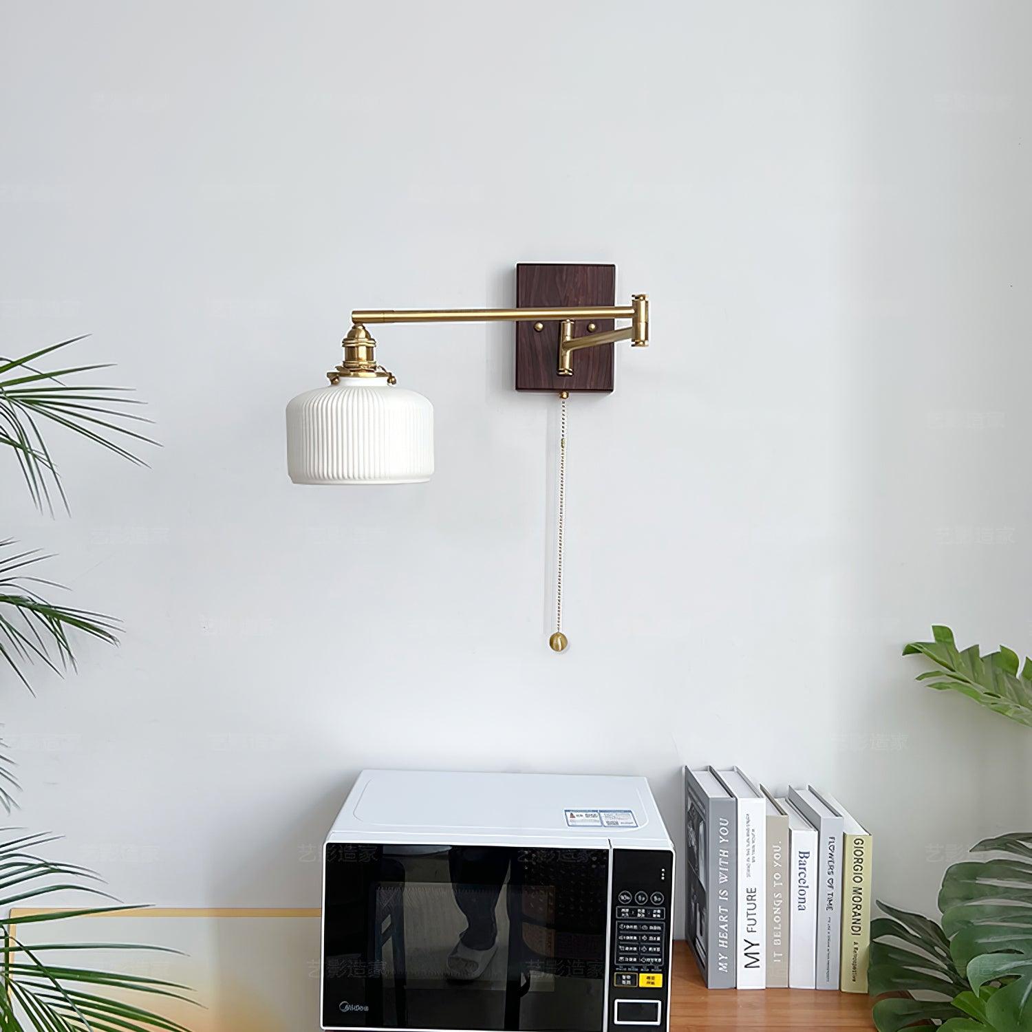 Artistic Walnut Brass Wall Sconce Adjustable Arm Vintage - Lamp Copper